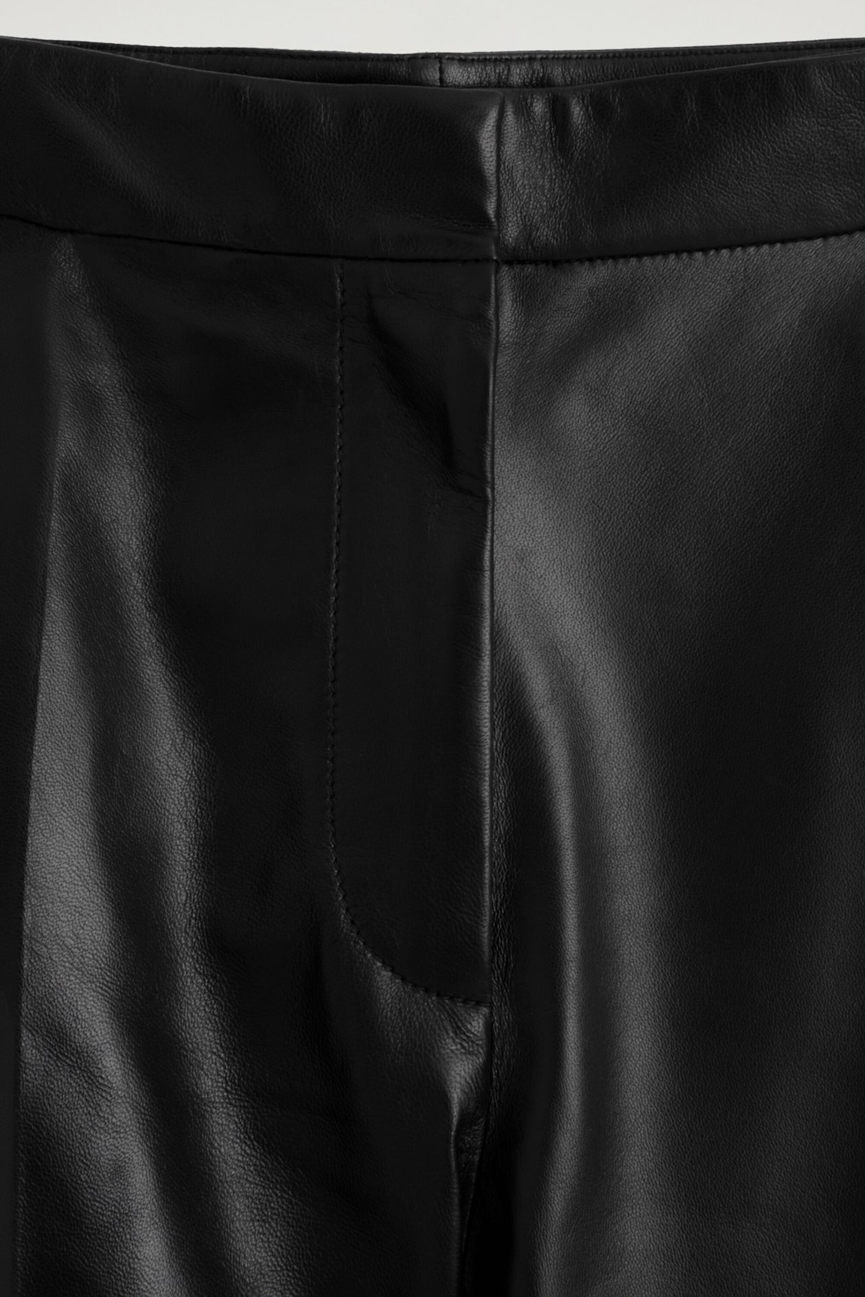 LEATHER STRAIGHT-LEG PANTS — BLACK