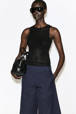 TAILORED COTTON-TWILL CULOTTES — NAVY 5