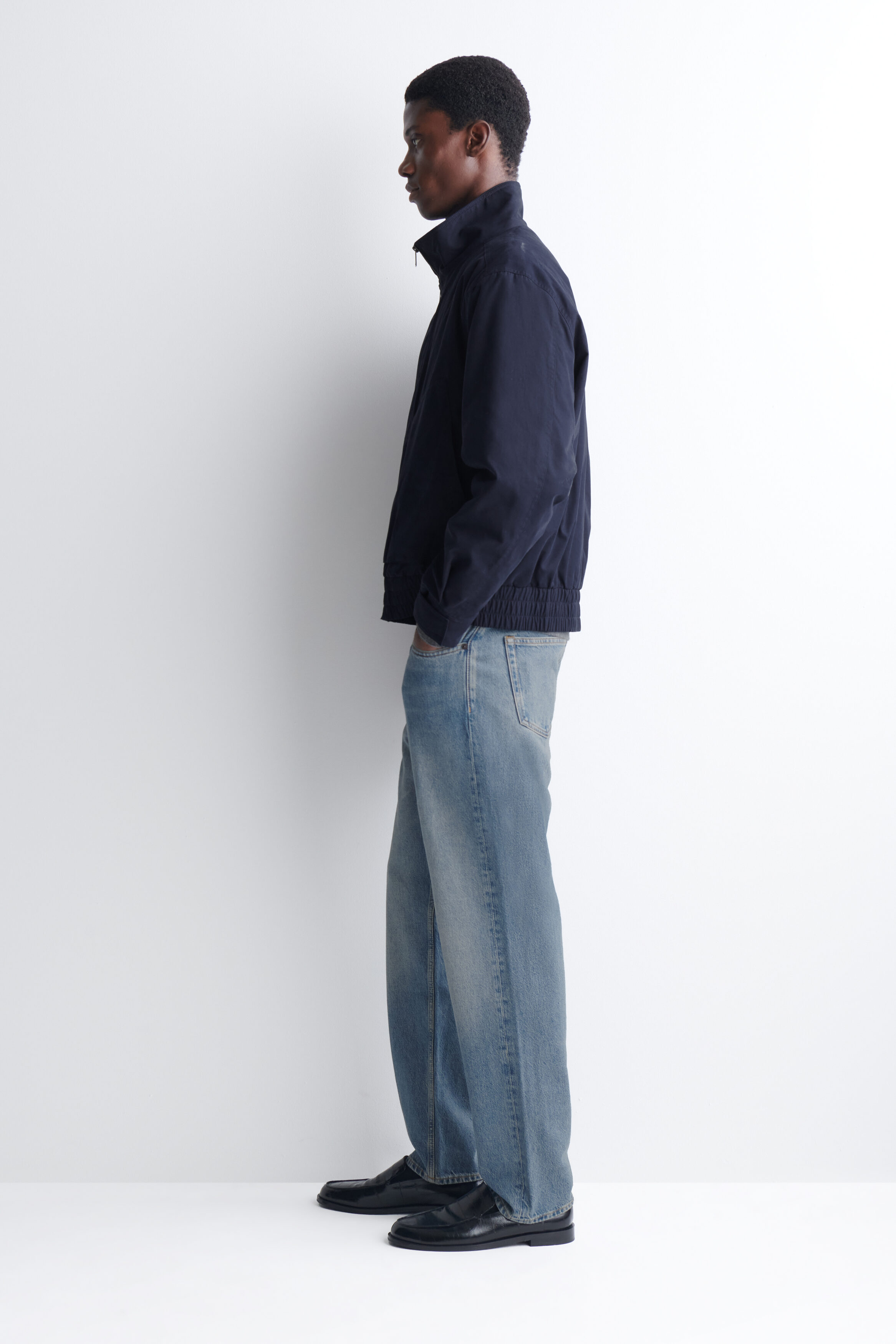 PADDED MOCK-NECK BOMBER JACKET - NAVY | COS US
