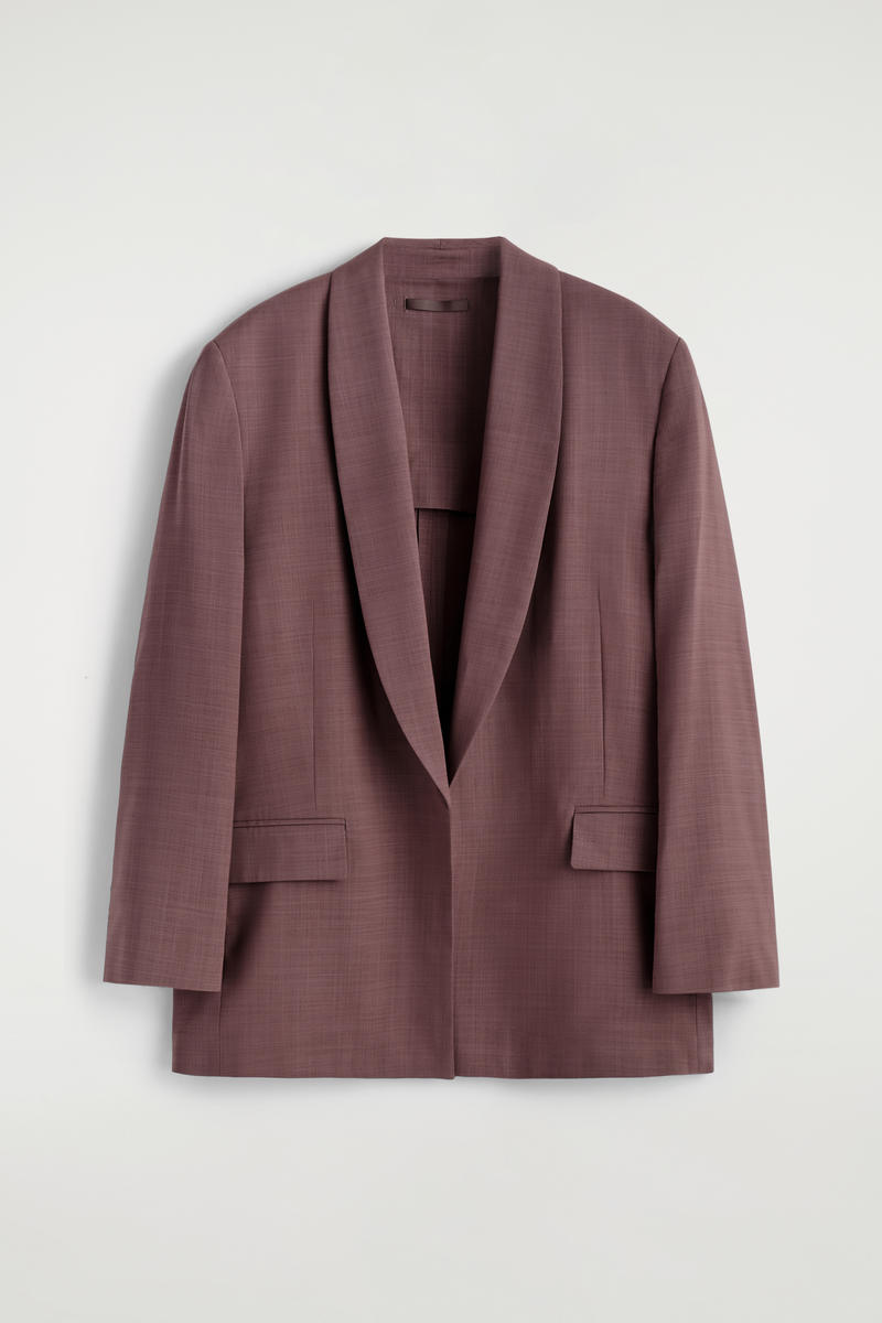 Cos Shawl-collar Wool Blazer In Brown