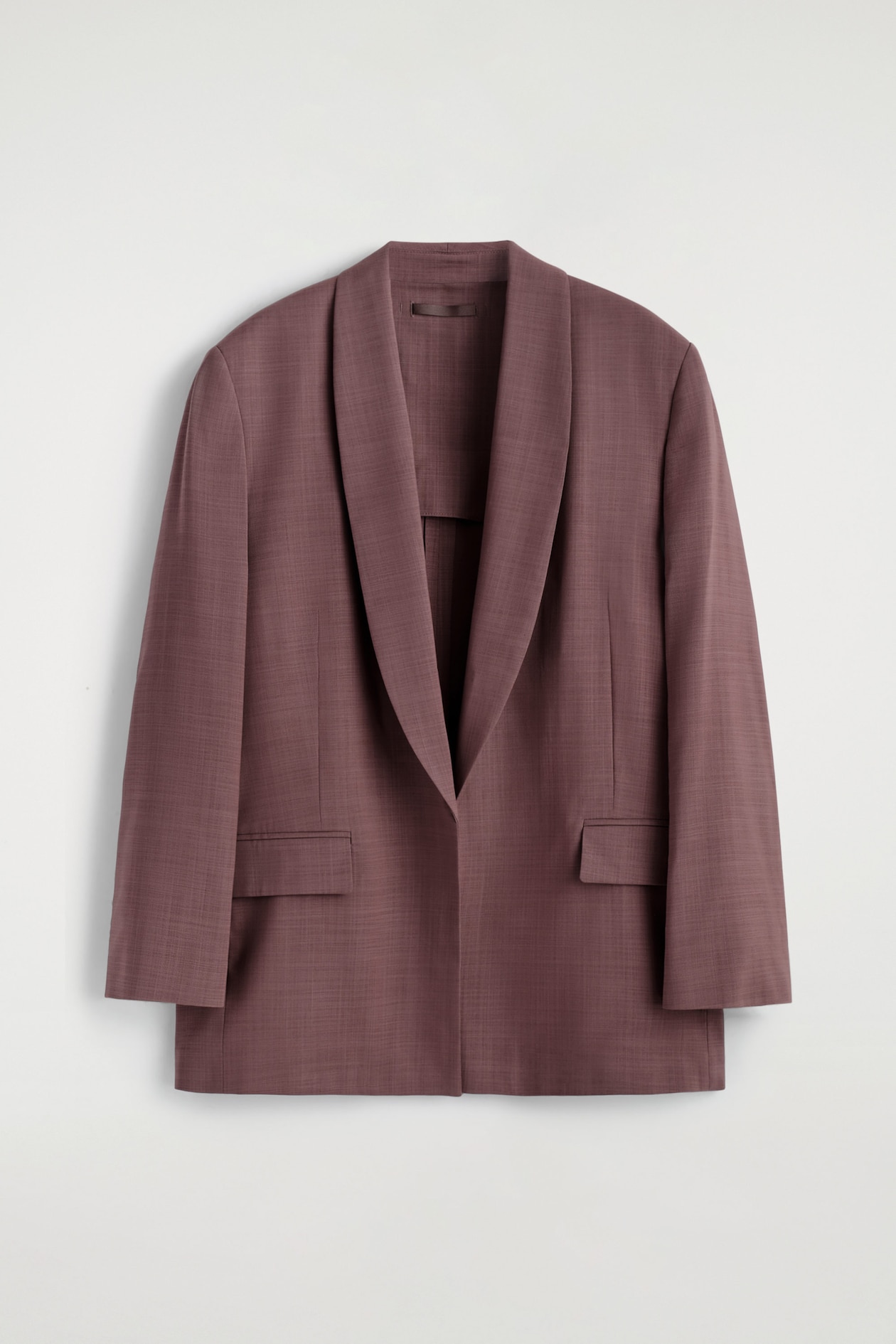 SHAWL-COLLAR WOOL BLAZER — MAHOGANY