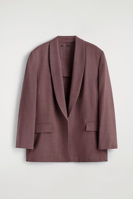 SHAWL-COLLAR WOOL BLAZER — MAHOGANY 6