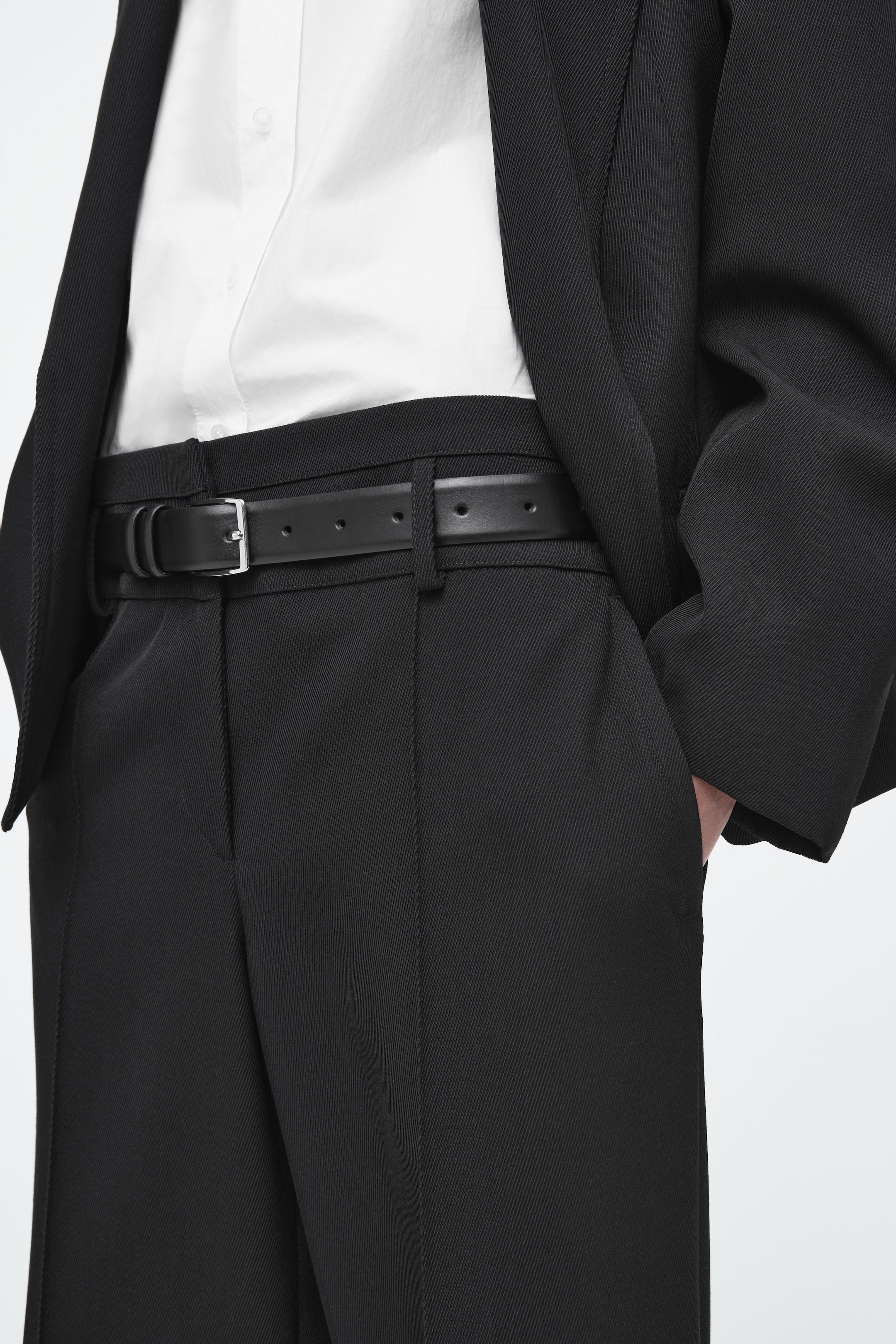 REGULAR WOOL-TWILL WIDE-LEG PANTS