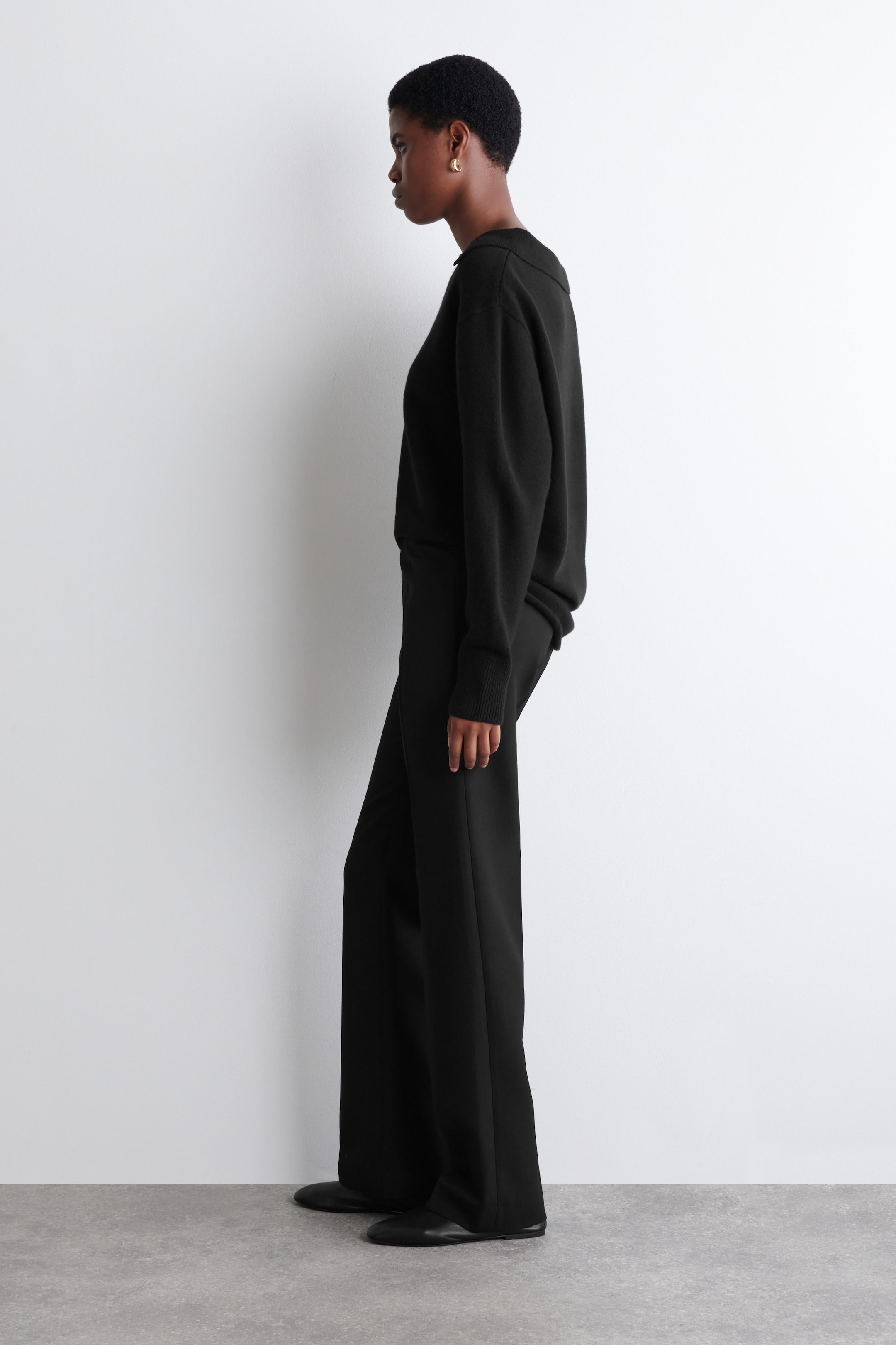 MERINO WOOL POLO SWEATER