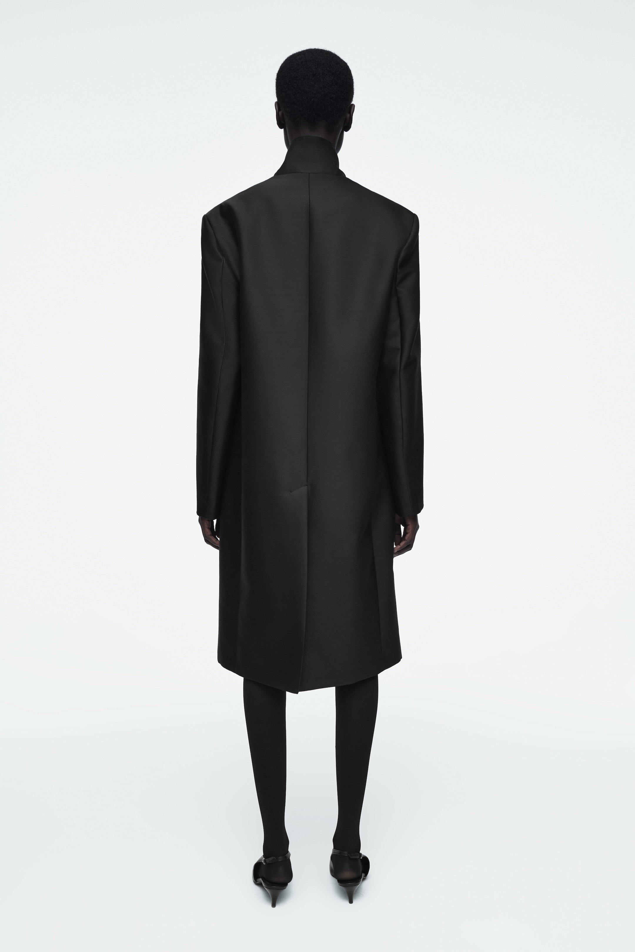 Ingrandisci l'immagine: SINGLE-BREASTED WOOL-SATIN COAT - BLACK - DONNA | H&M CH 5
