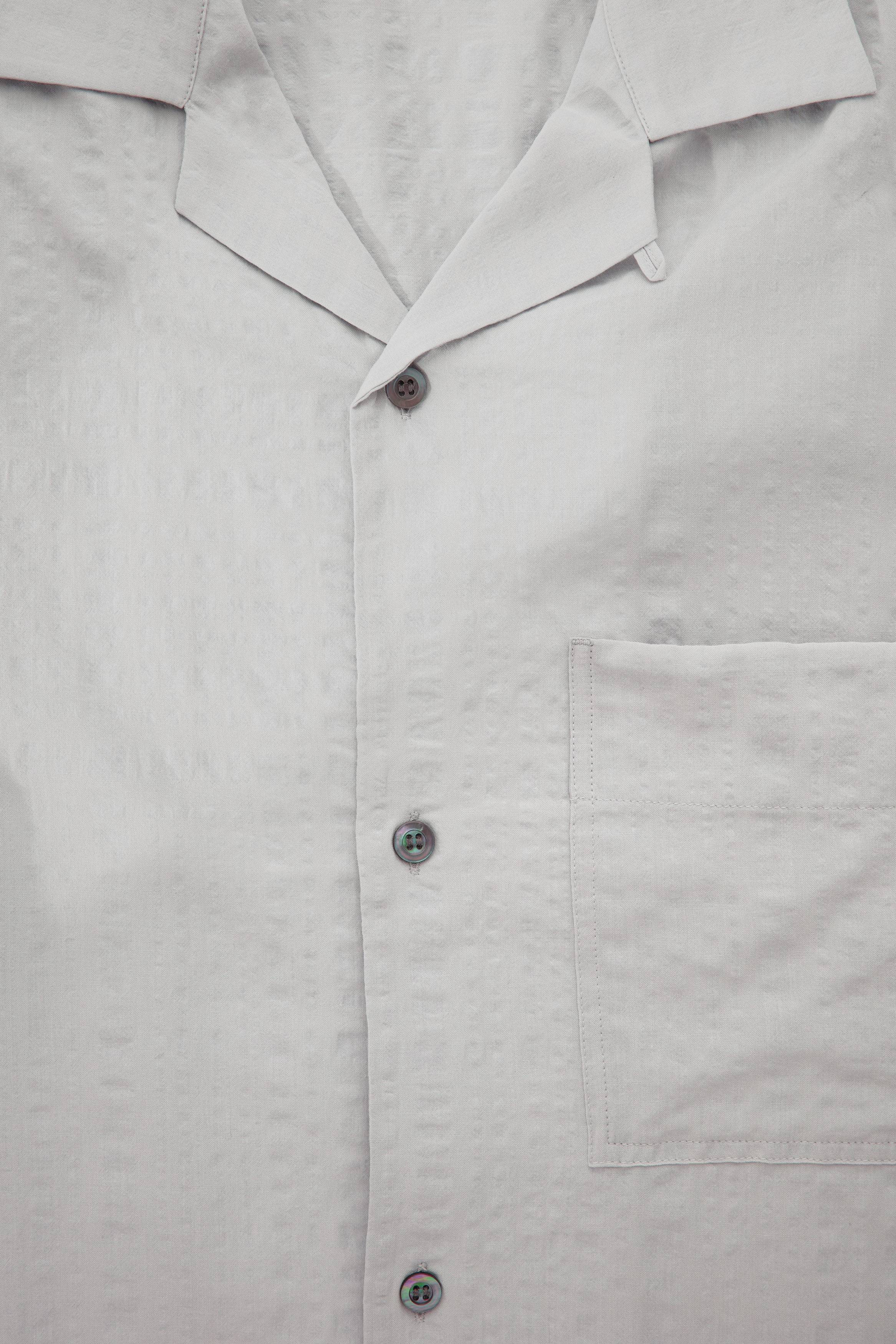 CAMP-COLLAR SEERSUCKER SHIRT - LIGHT GREY | COS