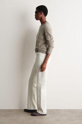 CABLE-KNIT PURE CASHMERE SWEATER — BEIGE 3