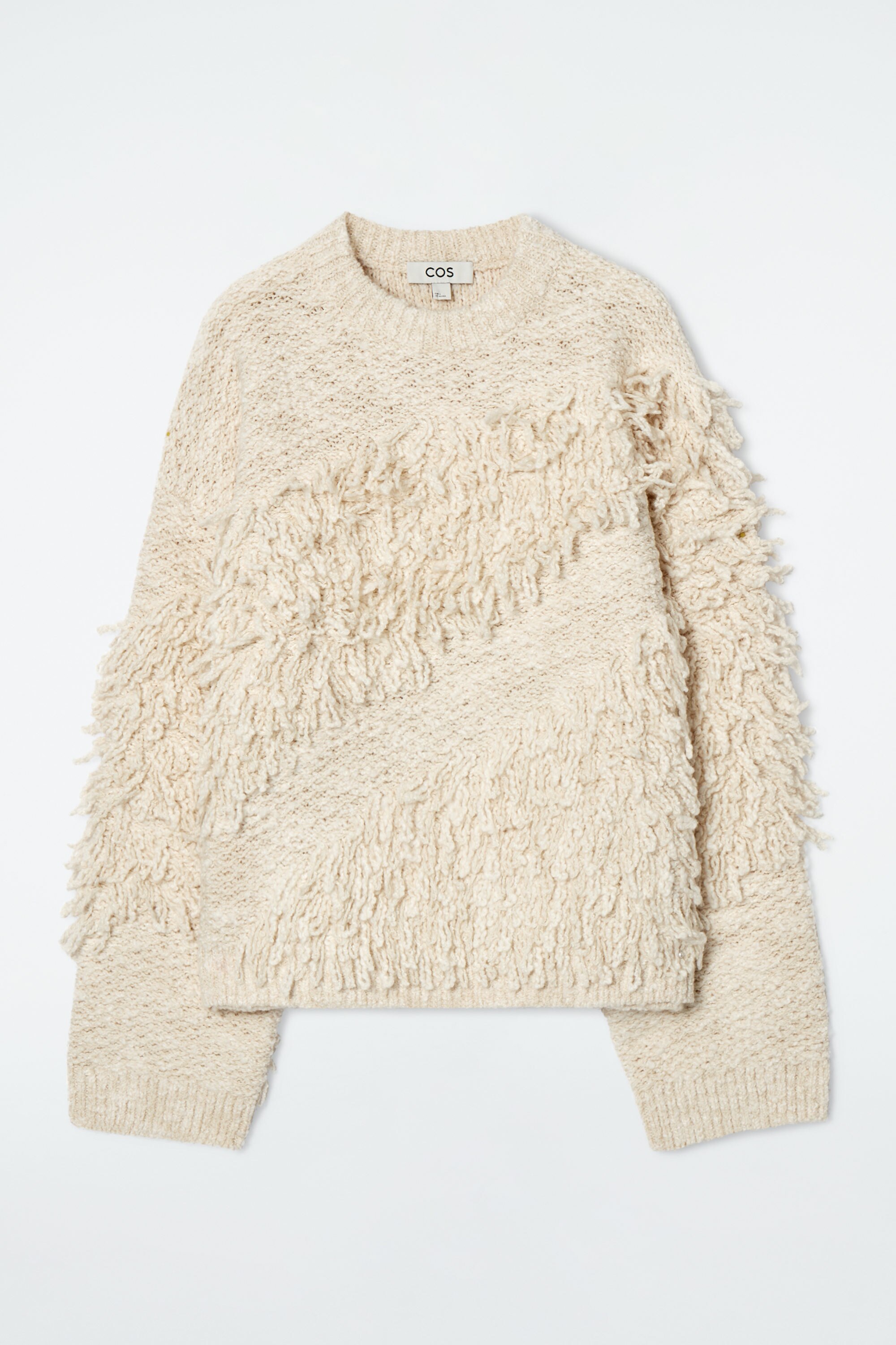 TEXTURED LOOP-KNIT WOOL SWEATER - ECRU | COS