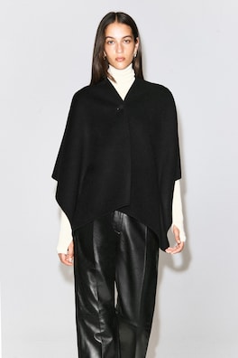 DOUBLE-FACED WOOL-BLEND CAPE — BLACK 3