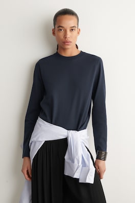 CLEAN CUT LONG-SLEEVED T-SHIRT — NAVY 1