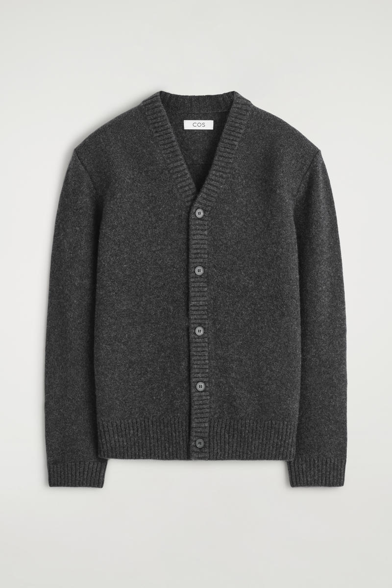 Cos Cashmere V-neck Cardigan In Gray