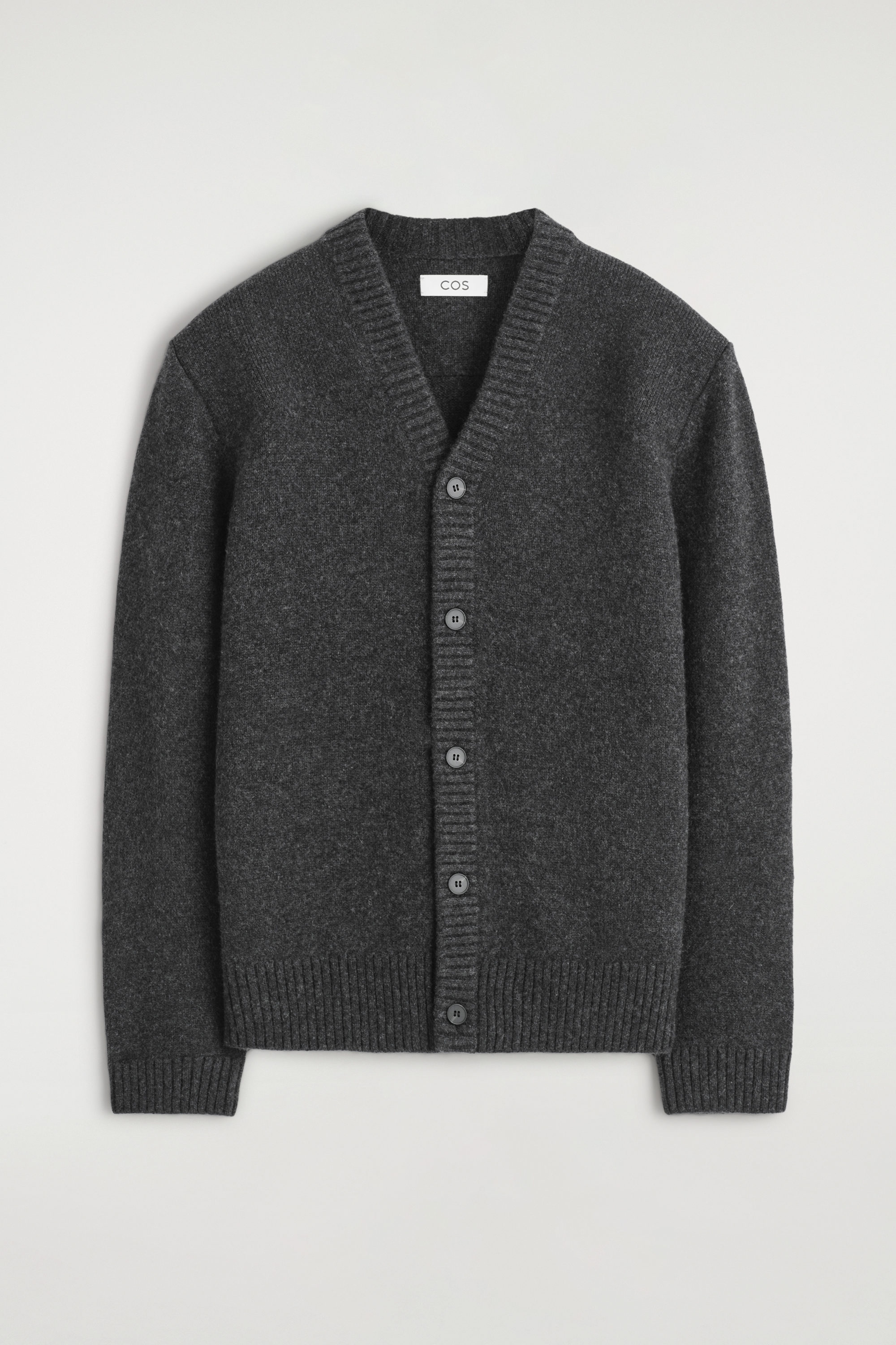 CASHMERE V-NECK CARDIGAN - CHARCOAL MÉLANGE | COS