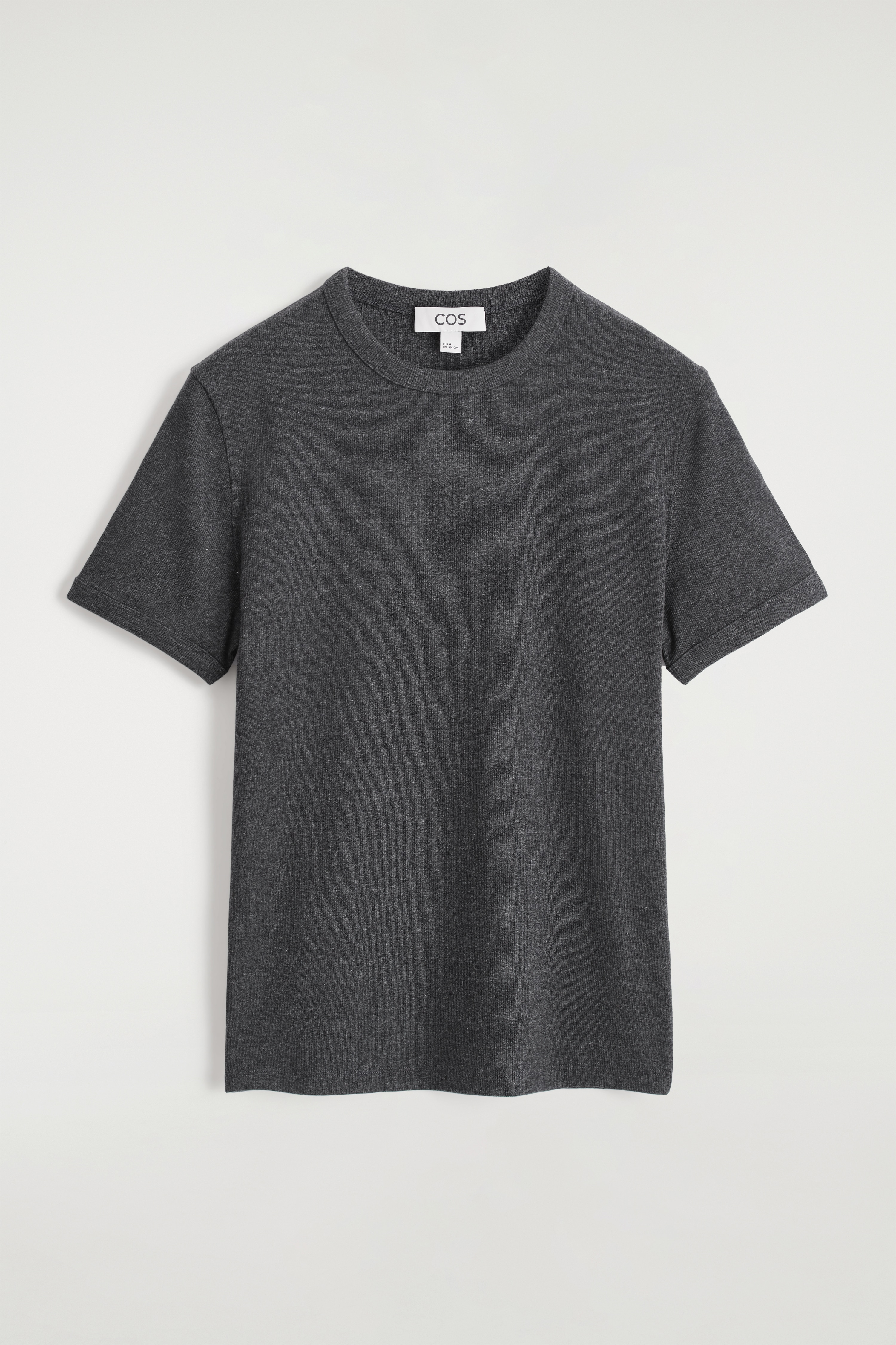 SLIM RIBBED COTTON T-SHIRT - CHARCOAL/WHITE/BLACK/DARK KHAKI/LIGHT GREY/KHAKI/NAVY