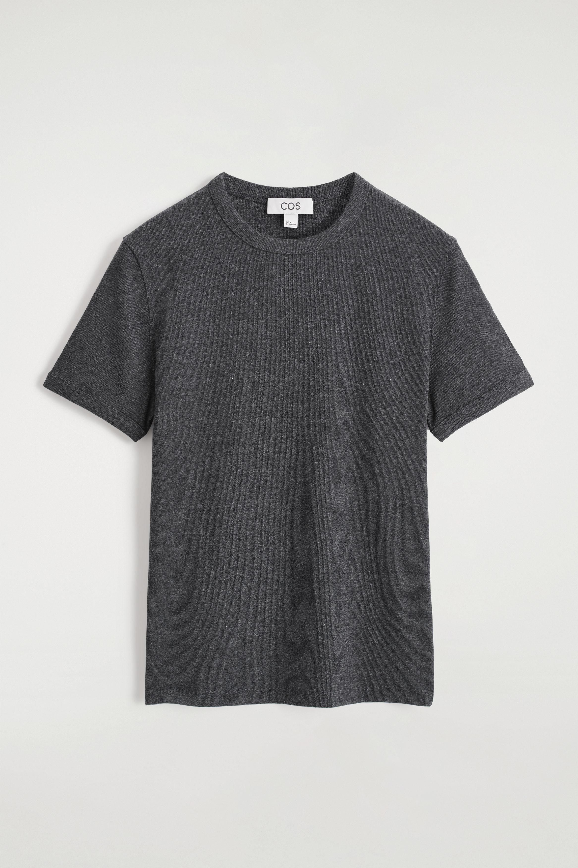 SLIM RIBBED COTTON T-SHIRT - CHARCOAL | COS