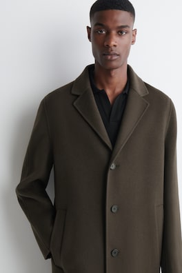 TAILORED DOUBLE-FACED WOOL-BLEND COAT — BROWN 4