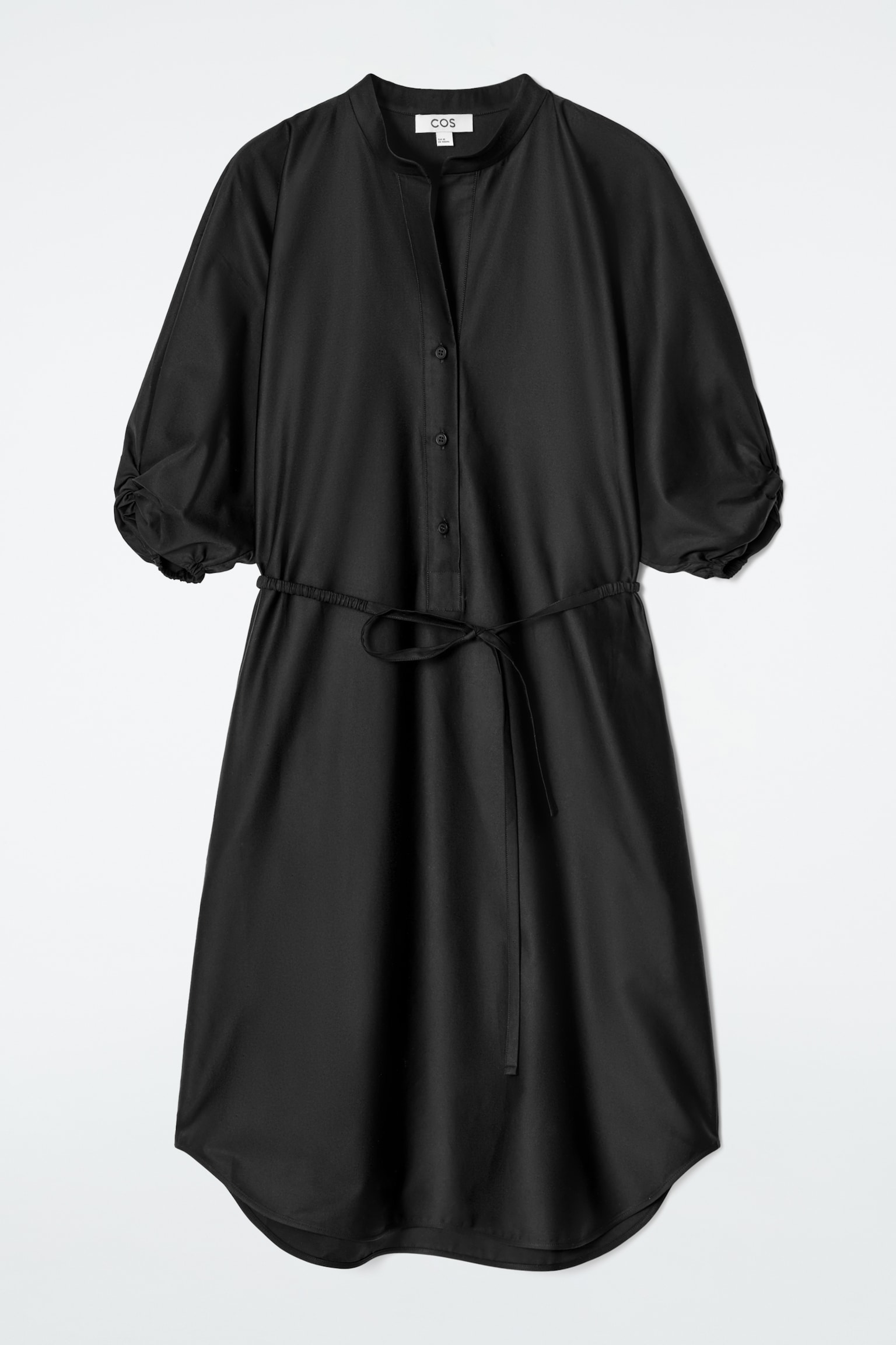 VESTIDO CAMISERO MIDI CON CINTURÓN - NEGRO/AZUL - 2