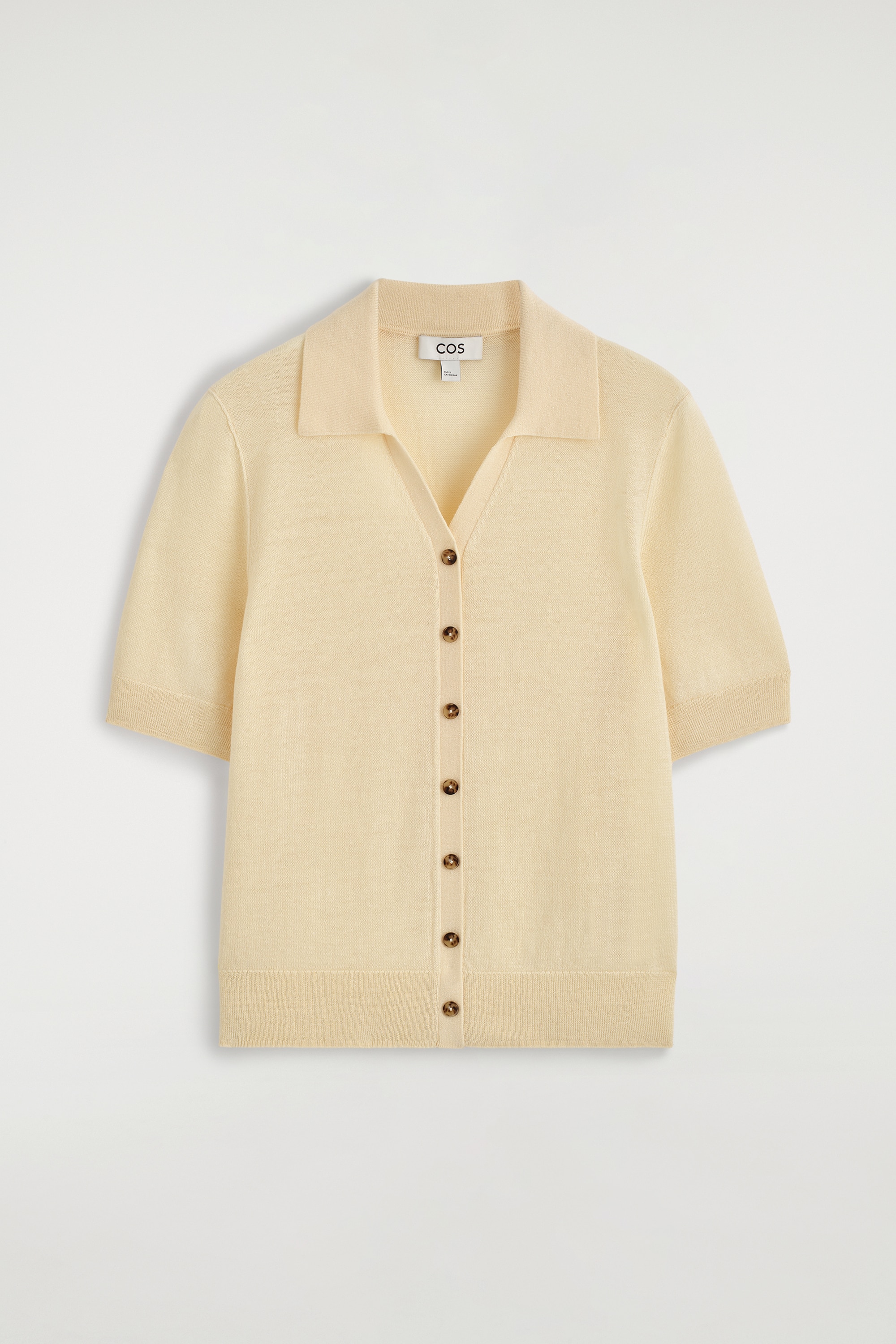 CAMICIA A MANICHE CORTE IN LINO E LANA MERINO - GIALLO/BLU NAVY