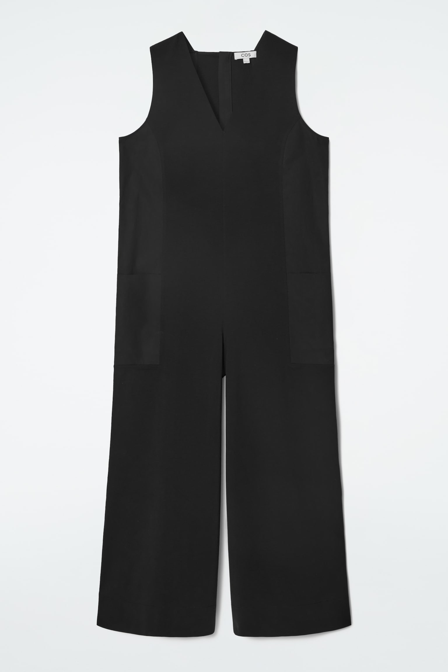 OVERSIZED V-NECK JUMPSUIT - BLACK/BEIGE