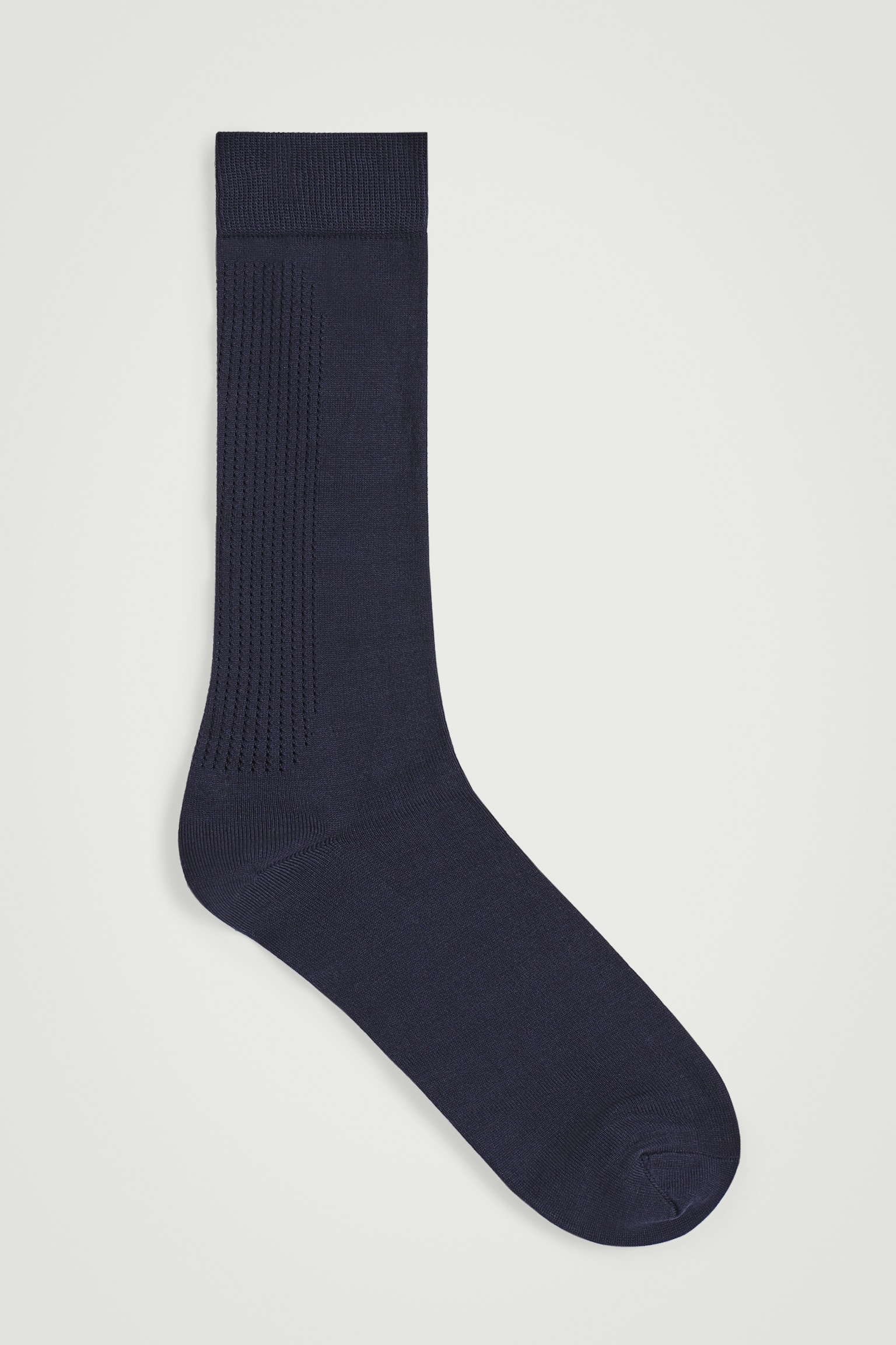 POINTELLE-KNIT COTTON SOCKS - NAVY/LIGHT MOLE