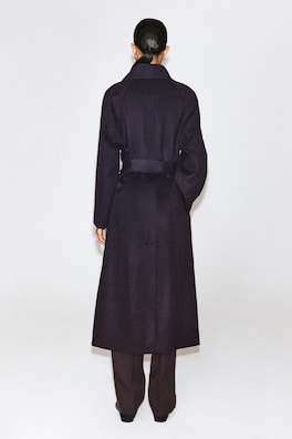 DOUBLE-FACED WOOL SHAWL-COLLAR COAT — EGGPLANT 5