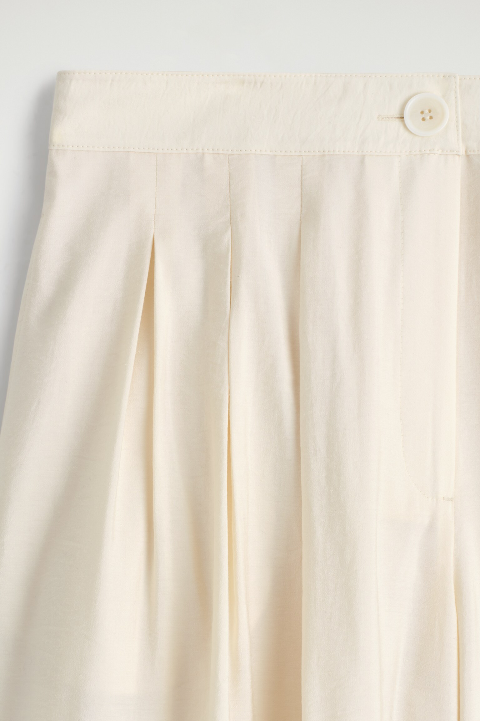 PANTALON LARGE À PLIS EN MODAL - ÉCRU - 5