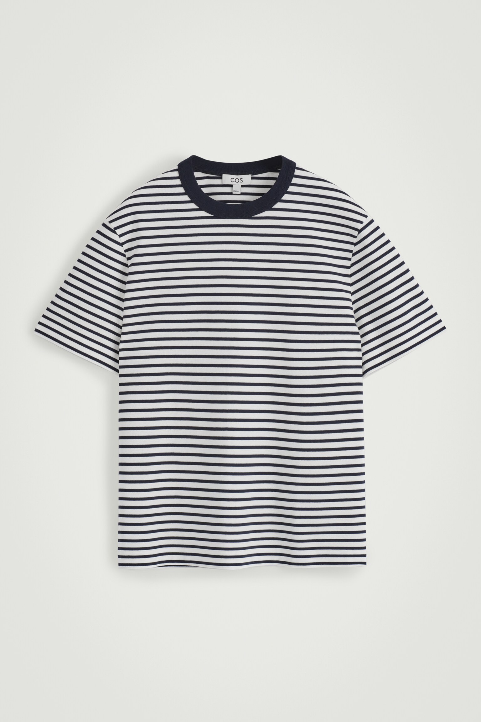 T-SHIRT À COL ROND EN COTON INTERLOCK - BLEU MARINE / RAYURES/BLANC/NOIR/BLEU CIEL/BLEU MARINE - 2