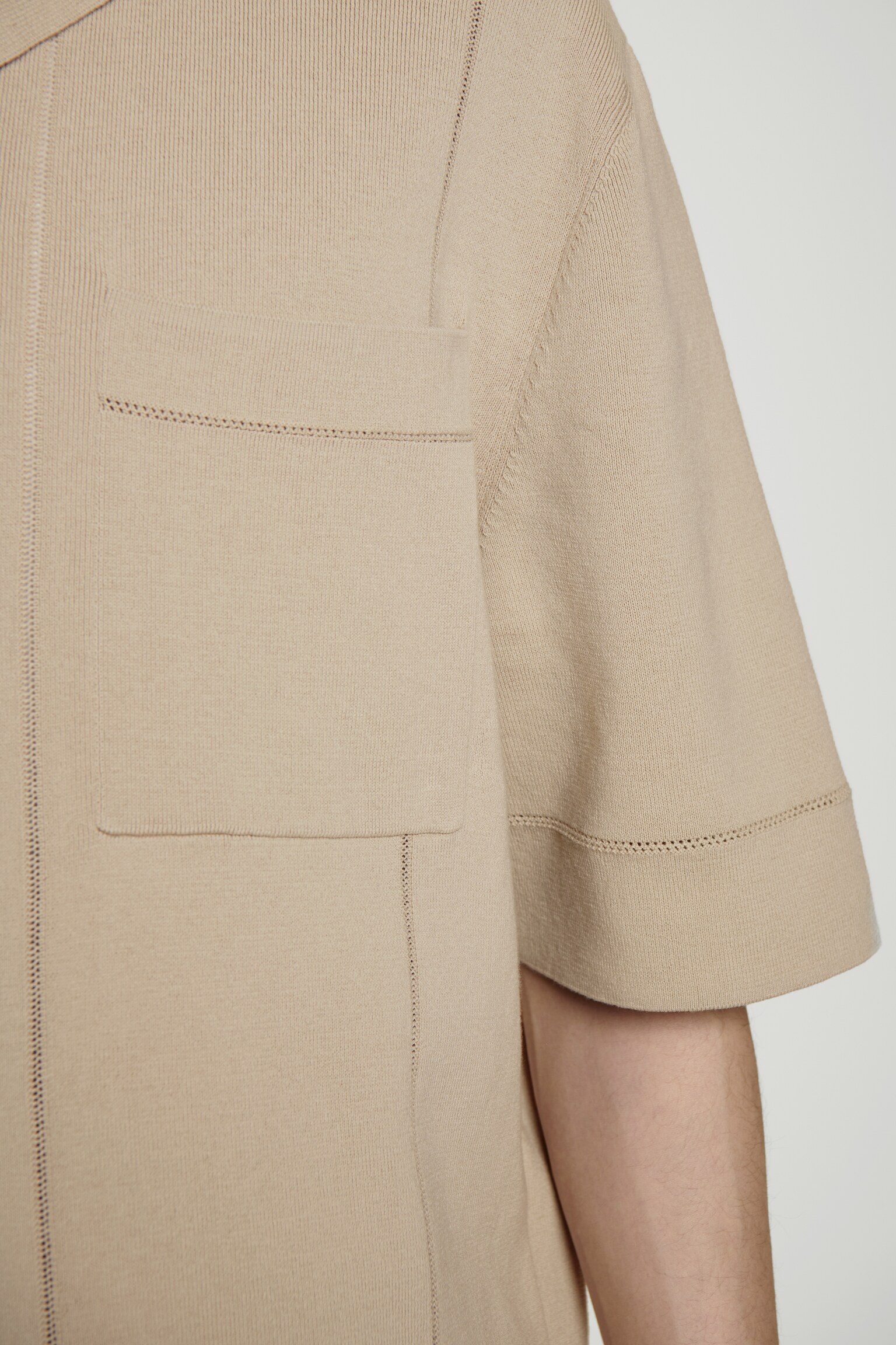 CAMISA DE ALGODÓN DE PUNTO POINTELLE - TOPO/NEGRO - 3