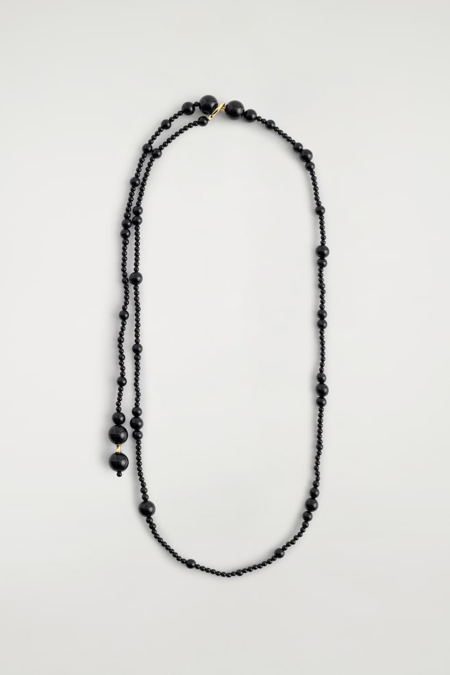 COLLIER DE PERLES D'AGATE - NOIR - 1