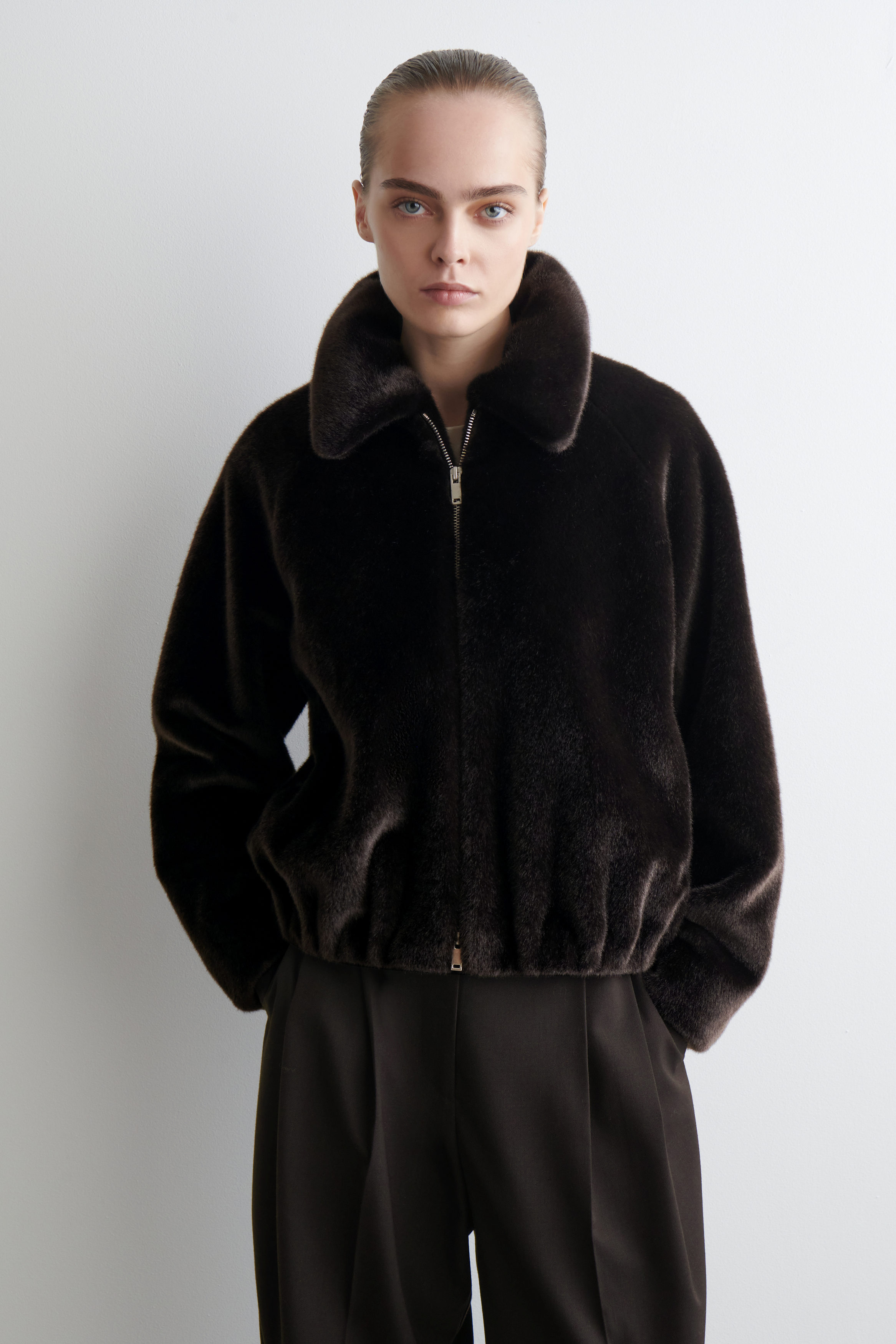 FUR-EFFECT JACKET - BROWN | COS US