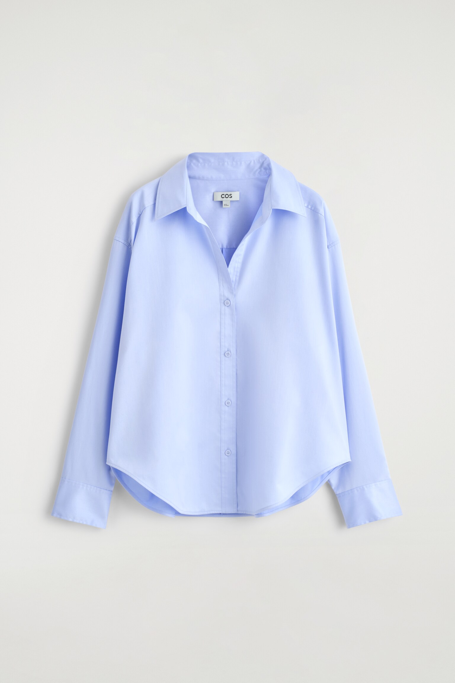 OPEN-COLLAR COTTON SHIRT - LIGHT BLUE/WHITE - 2