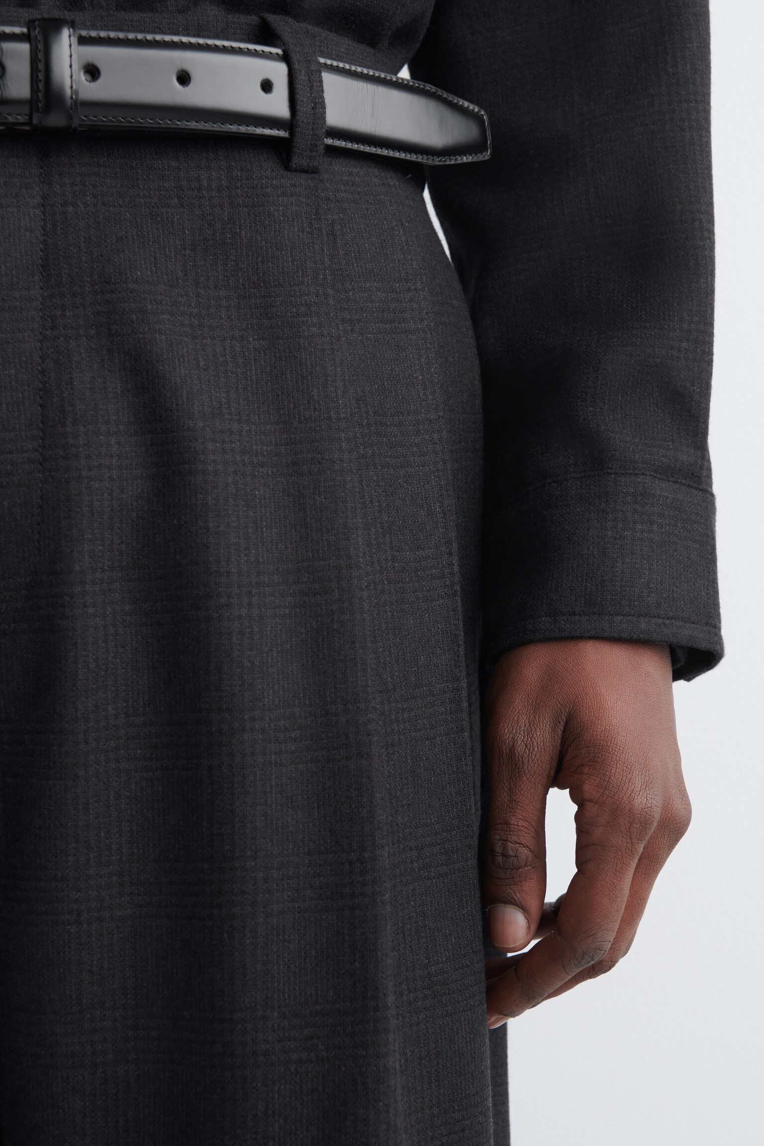 PLEATED WOOL STRAIGHT-LEG TROUSERS - NAVYBLAU/KARIERT/ANTHRAZITGRAU MELIERT - 9