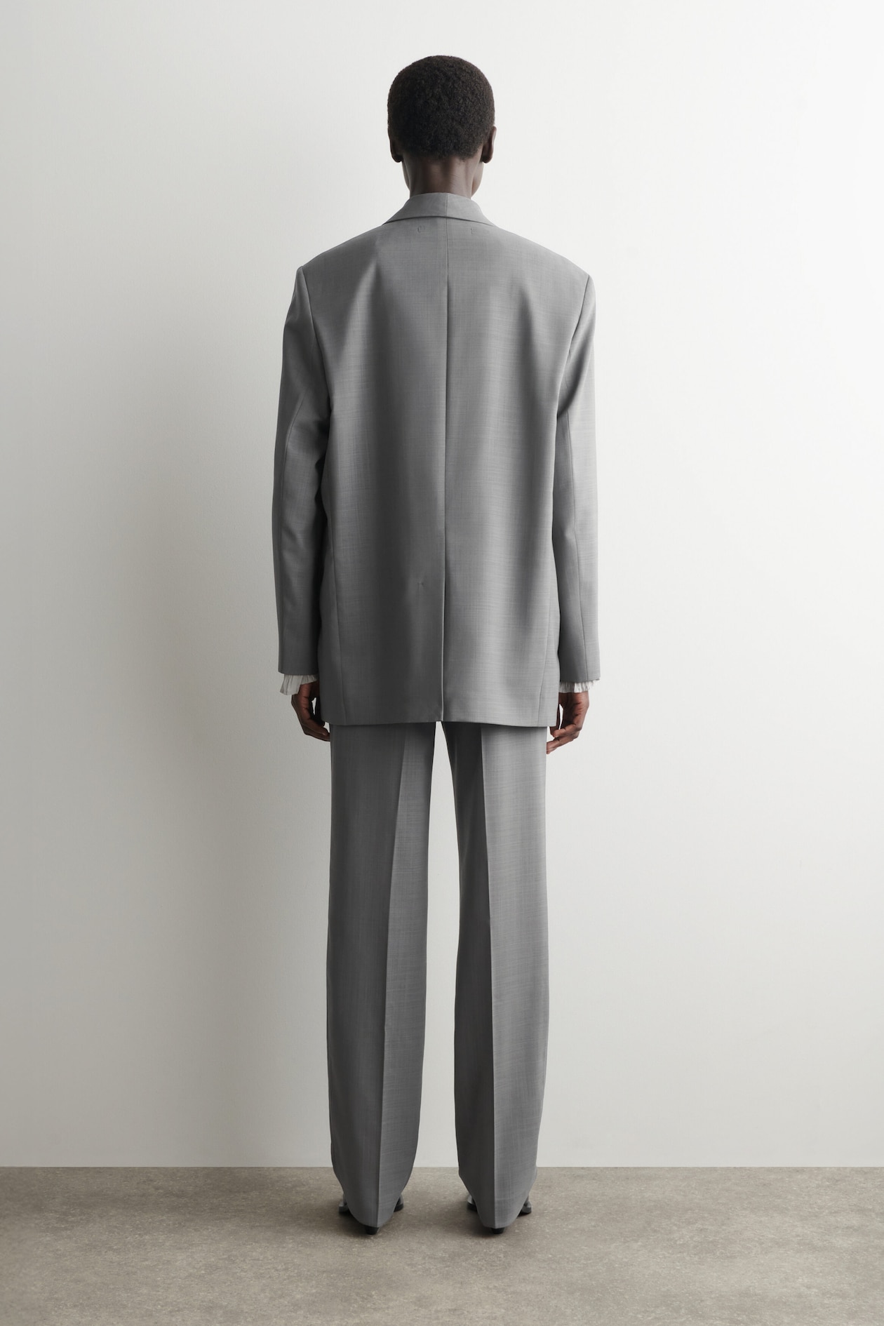 SHAWL-COLLAR WOOL BLAZER — GRAPHITE