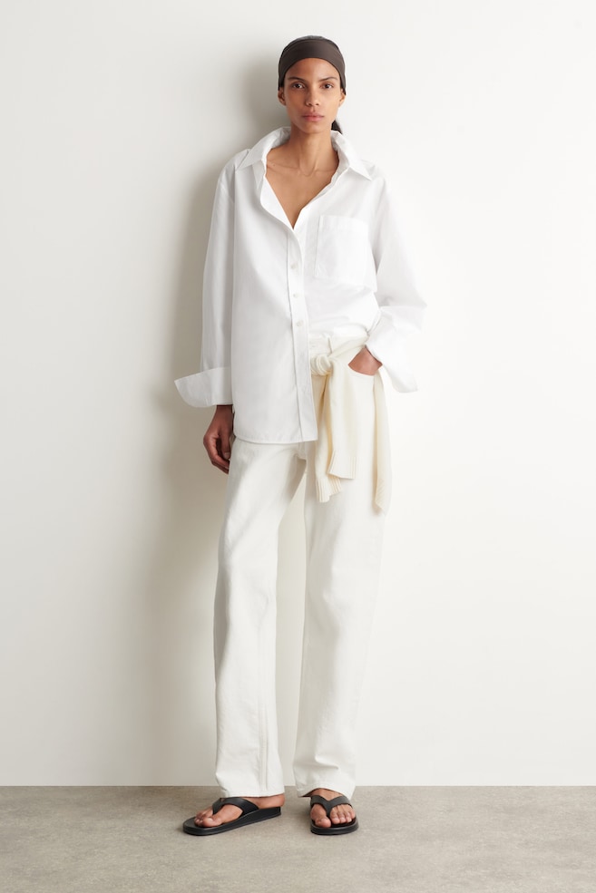 CHORD STRAIGHT-LEG JEANS — WHITE