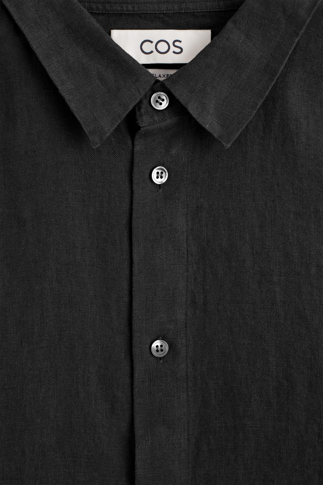 RELAXED LINEN SHIRT — BLACK