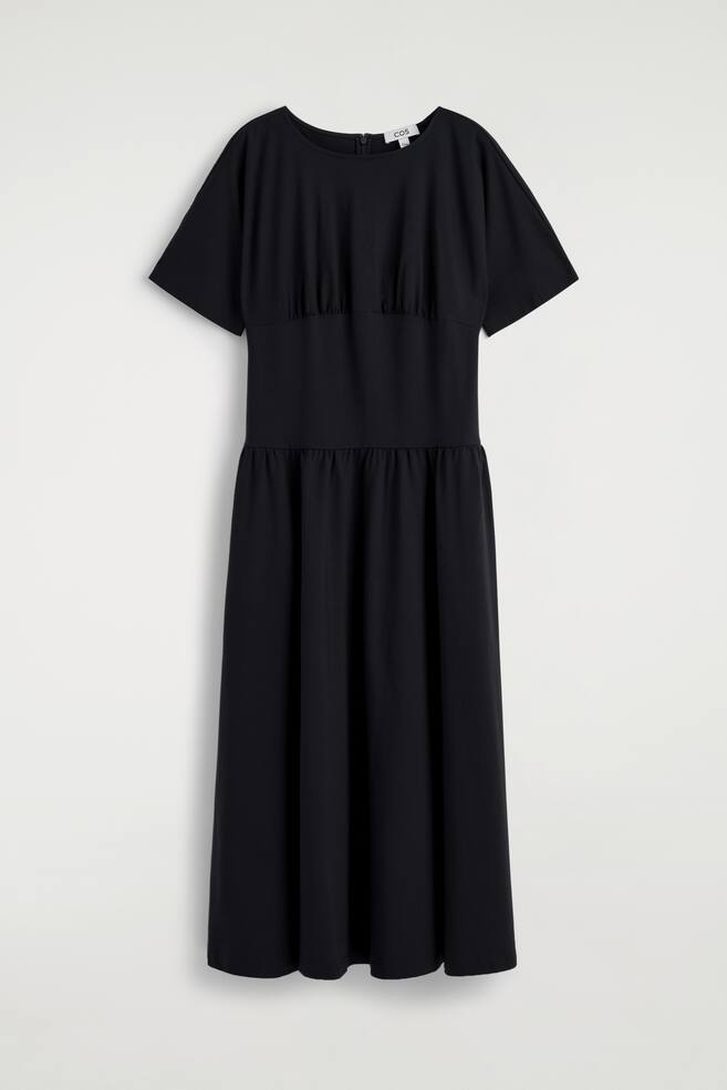 TAILLIERTES MIDIKLEID AUS BAUMWOLLE - SCHWARZ/HELLGELB - 1