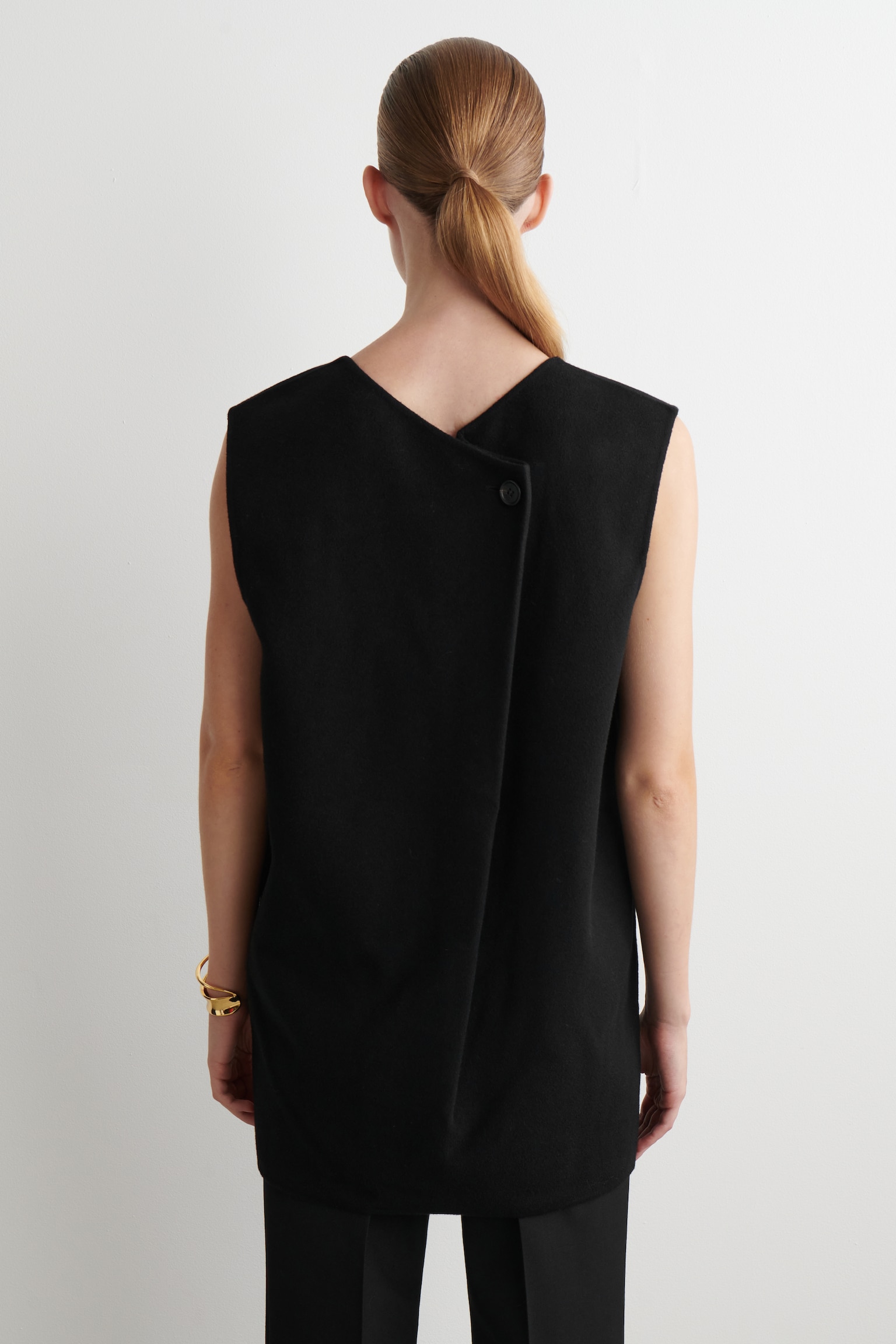 DOUBLE-FACED WOOL VEST - BLACK - 3