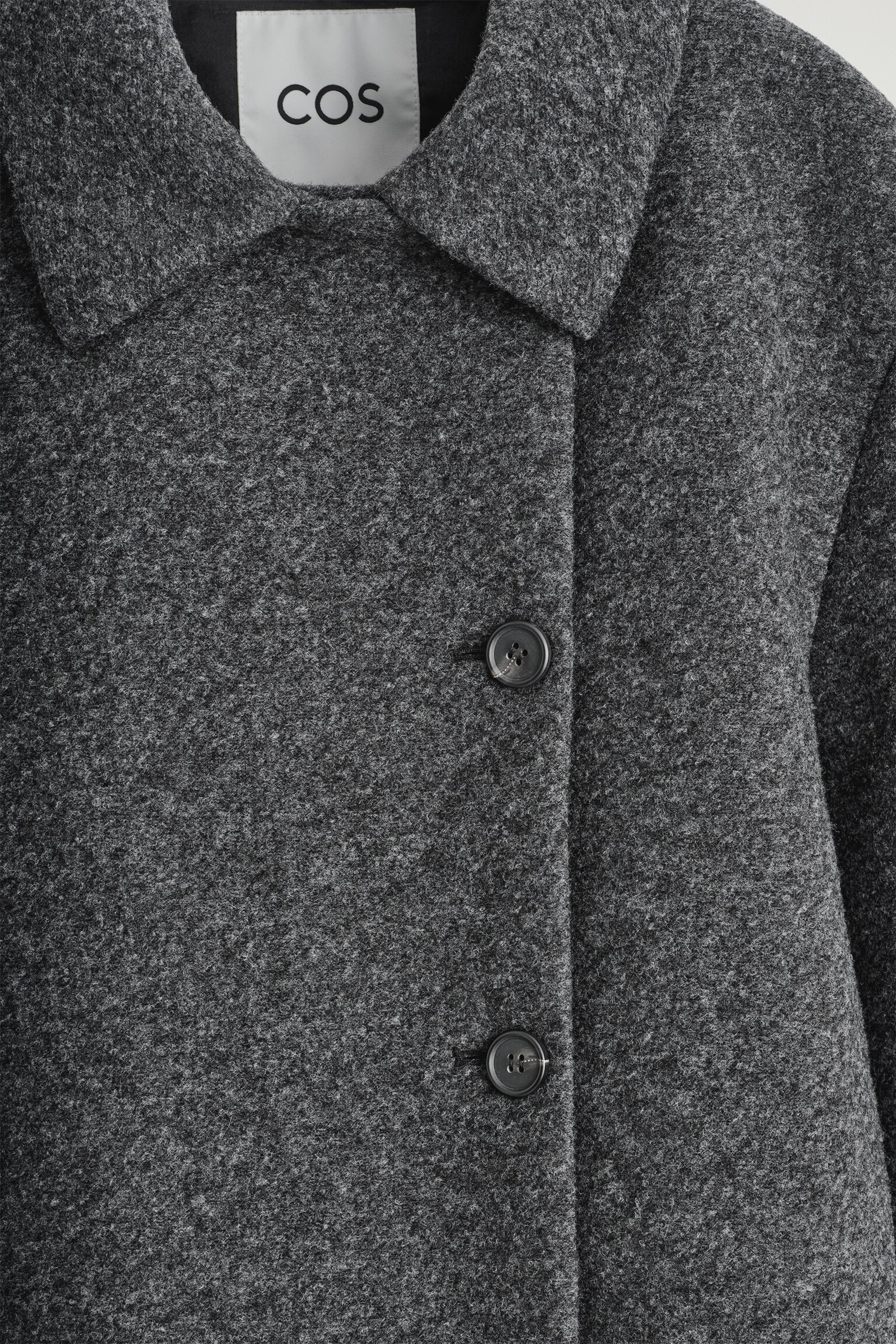 KURZJACKE AUS GEKOCHTEM WOLL-MIX - DUNKELGRAU MELIERT - 5