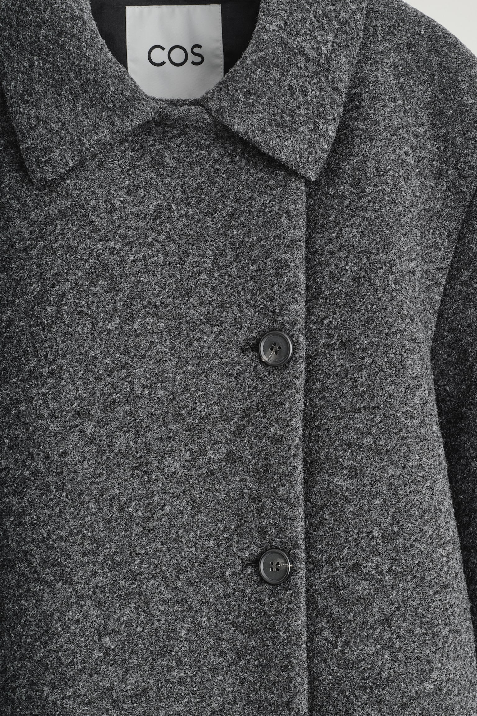 VESTE EN LAINE BOUILLIE MÉLANGÉE - GRIS FONCÉ CHINÉ/BEIGE CHINÉ - 4
