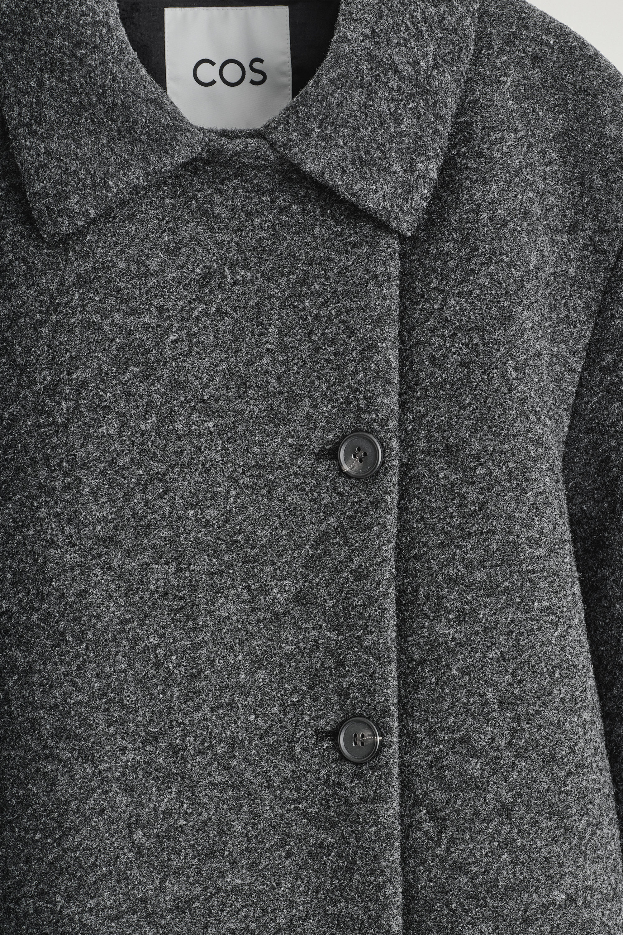 BOILED WOOL-BLEND SHORT JACKET - DARK-GREY MÉLANGE | COS