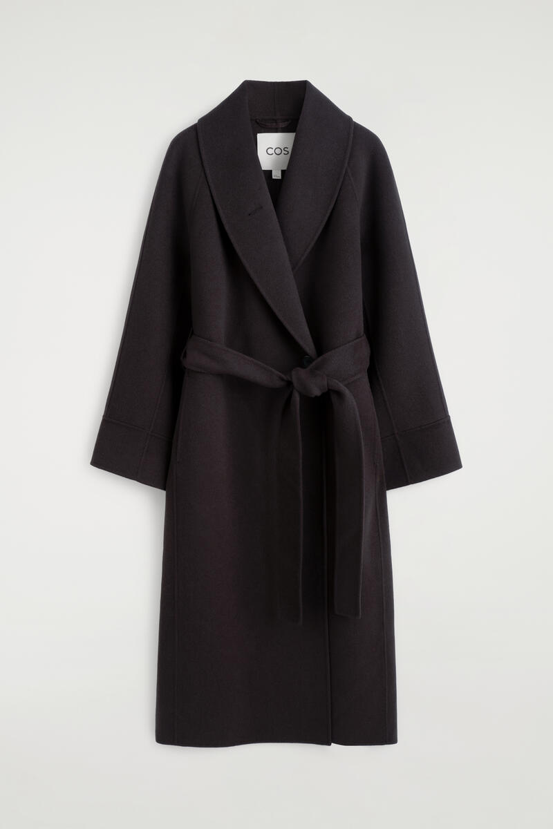 Shawl-Collar Double-Faced Wool Long Coat
