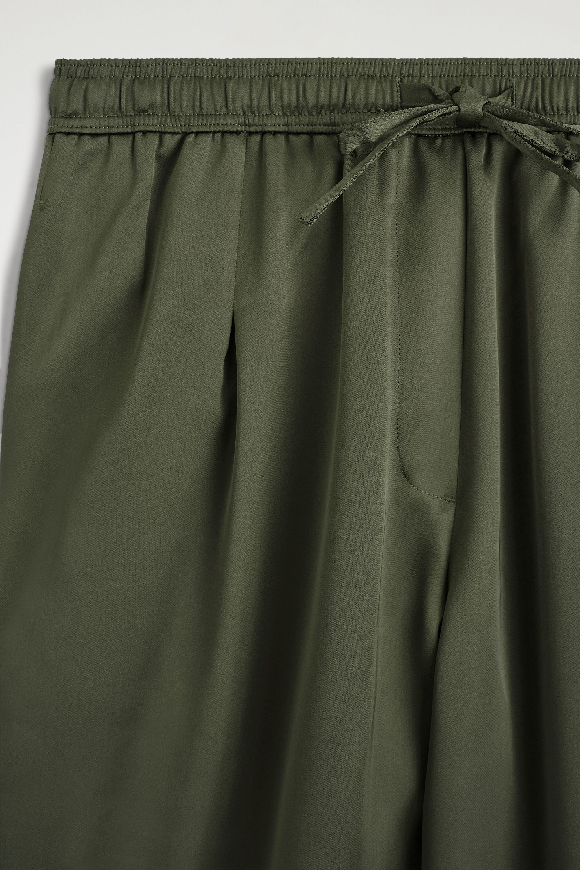 Pleated Satin Drawstring Pants