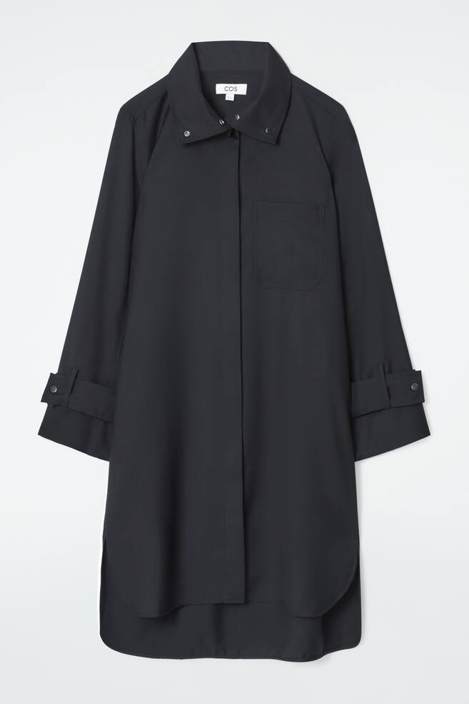 HEMDBLUSENKLEID AUS WOLLE - NAVYBLAU - 1