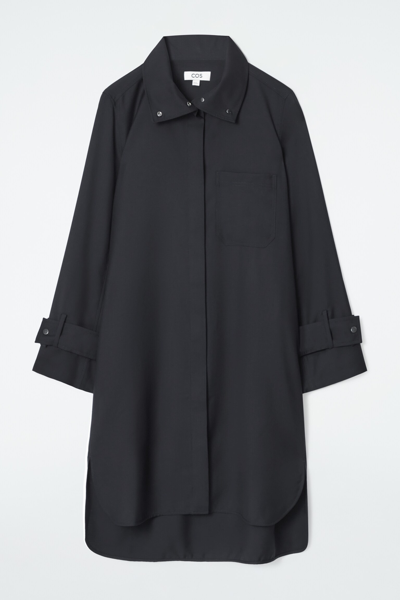 ROBE-CHEMISE EN LAINE - BLEU MARINE - 2