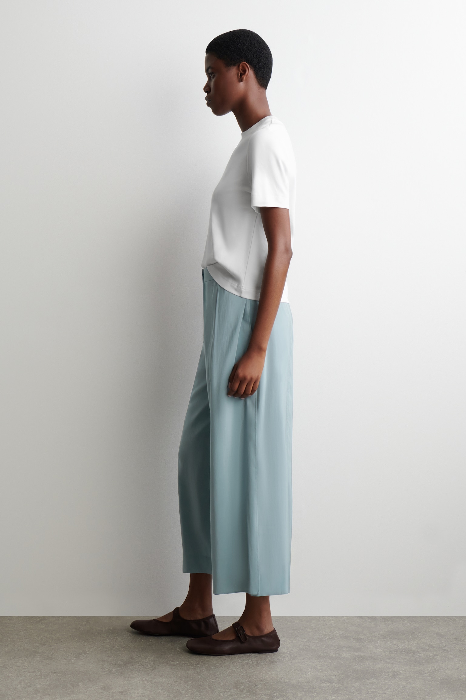 PANTALONI CULOTTE PLISSÉ FLUIDI - BLU/BEIGE - 3