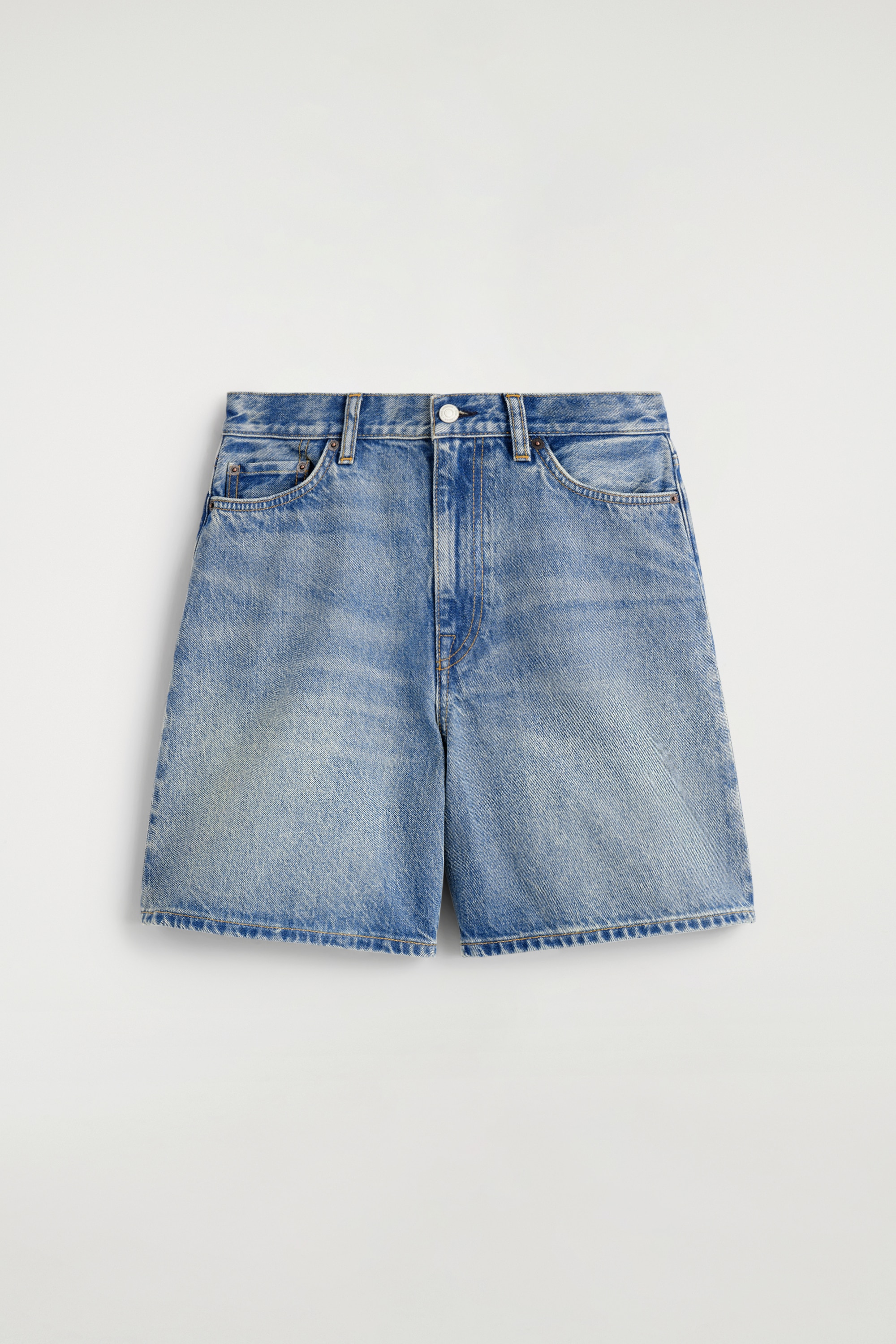 HOGE TAILLE DENIM SHORTS - BLAUW/Donkerblauw
