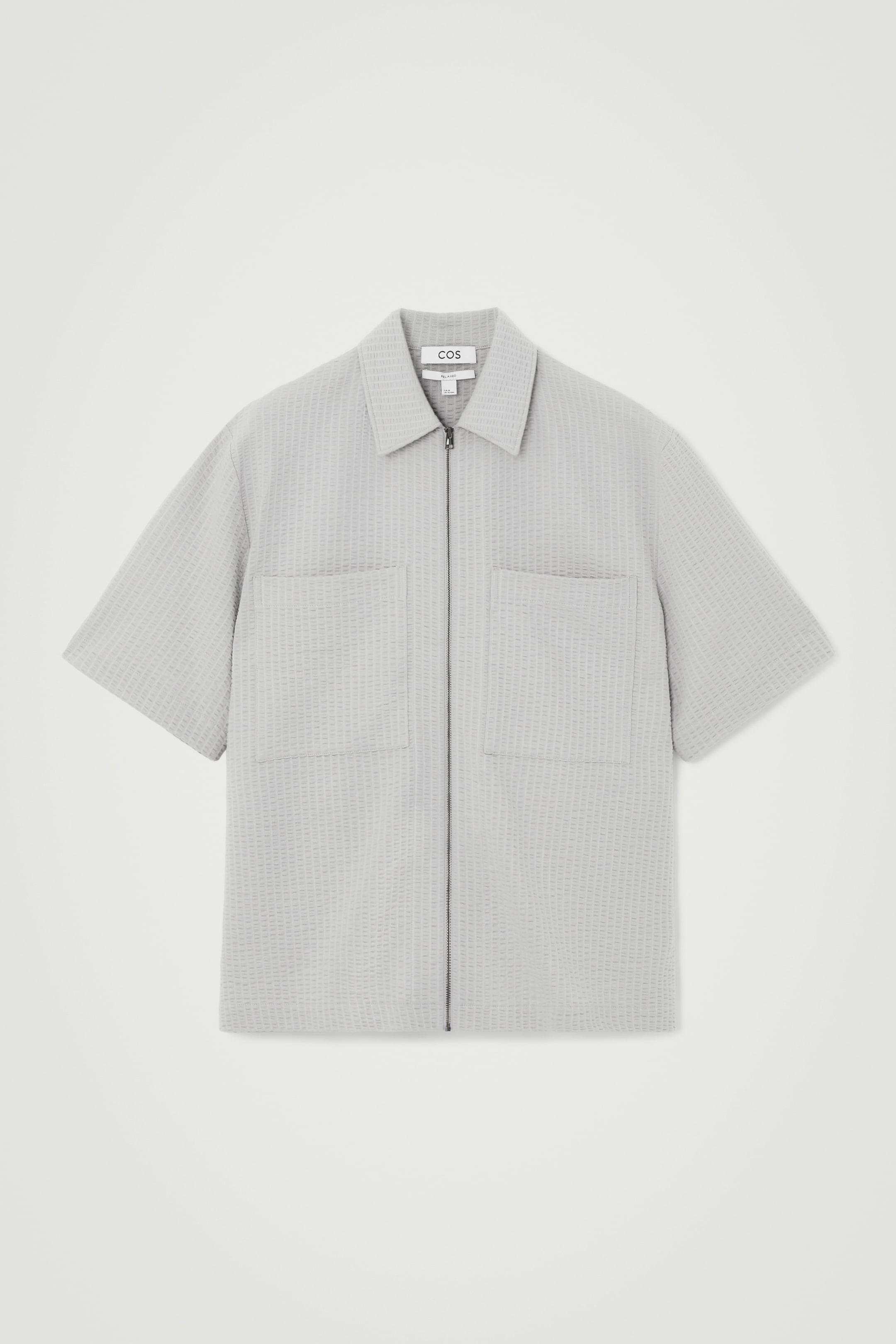Agrandir l'image: CHEMISE ZIPPÉE DÉCONTRACTÉE EN CRÊPE DE COTON - GRIS - HOMME | H&M CH 1