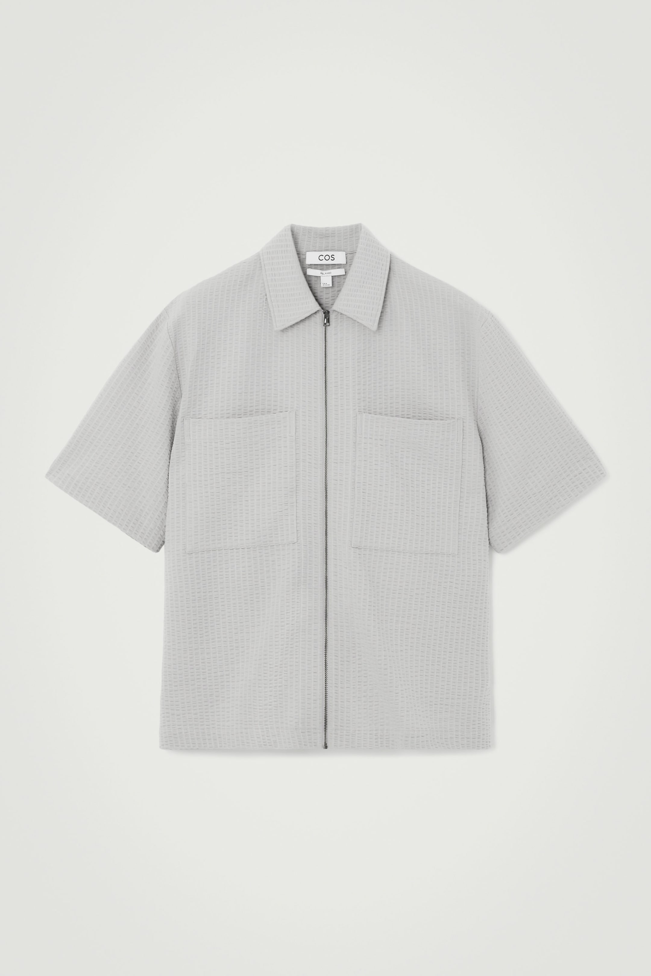 RELAXED SEERSUCKER COTTON ZIPPED SHIRT