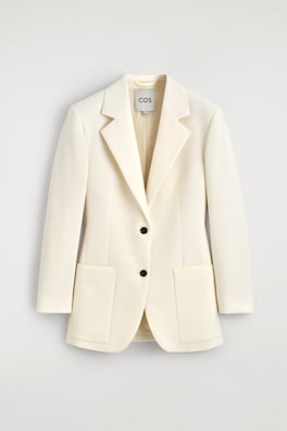 SINGLE-BREASTED BOUCLÉ BLAZER — WHITE 13
