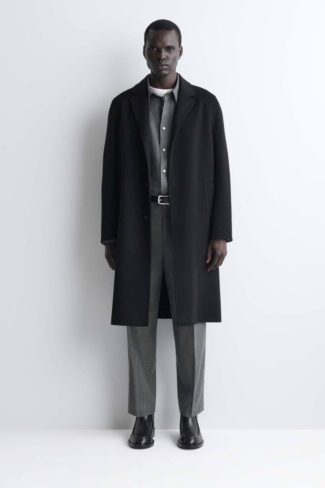 PLEATED WOOL RELAXED-FIT STRAIGHT-LEG TROUSERS - GREY MÉLANGE/NAVY - 1