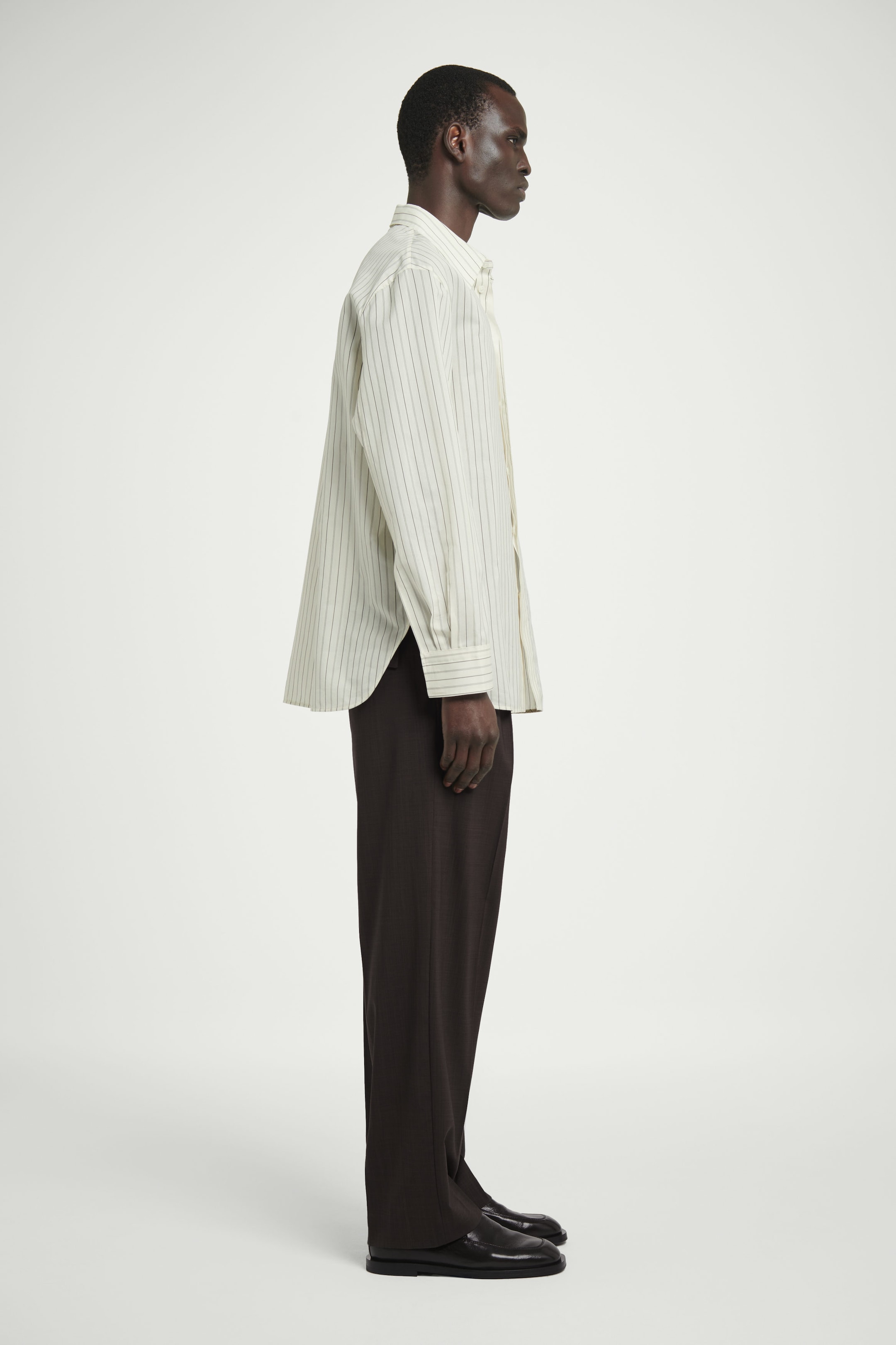 PINSTRIPED COTTONSILK SHIRT